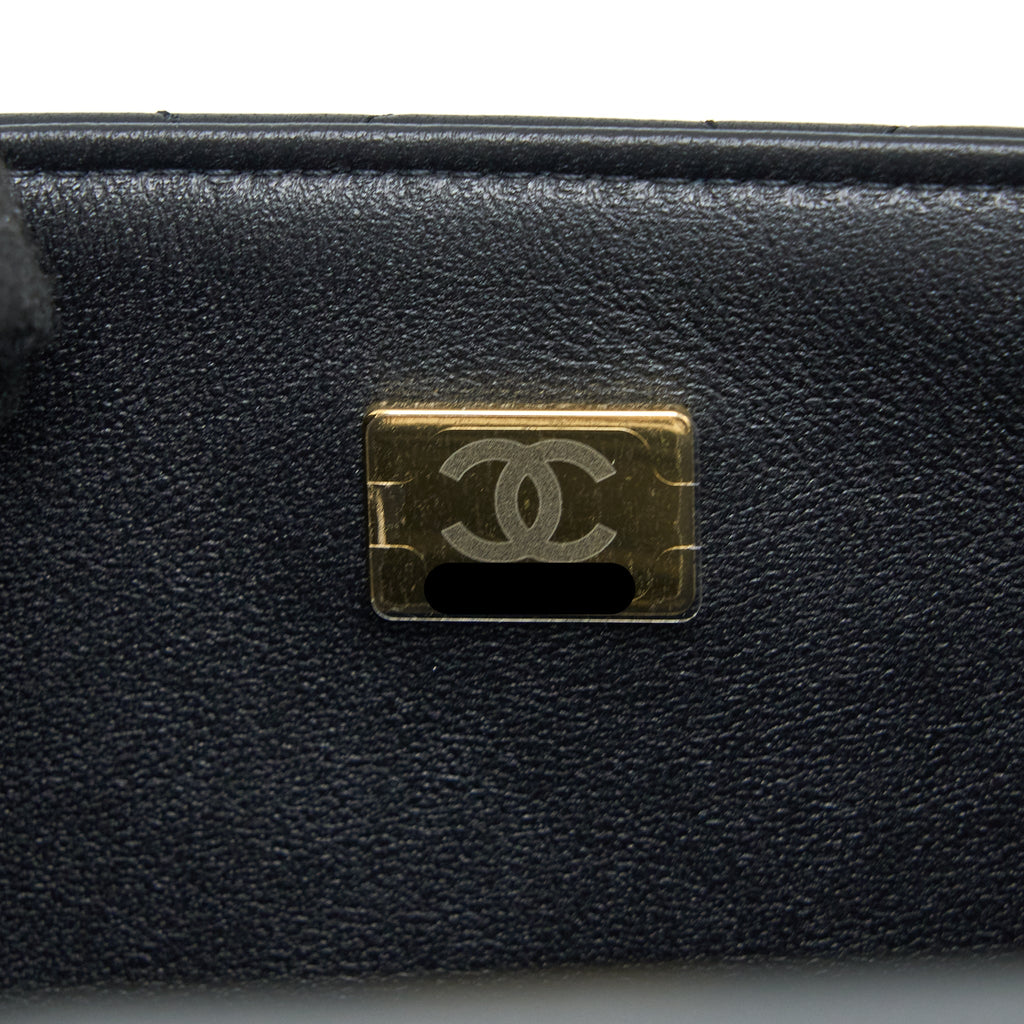 CHANEL TOP HANDLE MINI RECTANGULAR FLAP BAG LAMBSKIN BLACK LGHW (MICROCHIP)