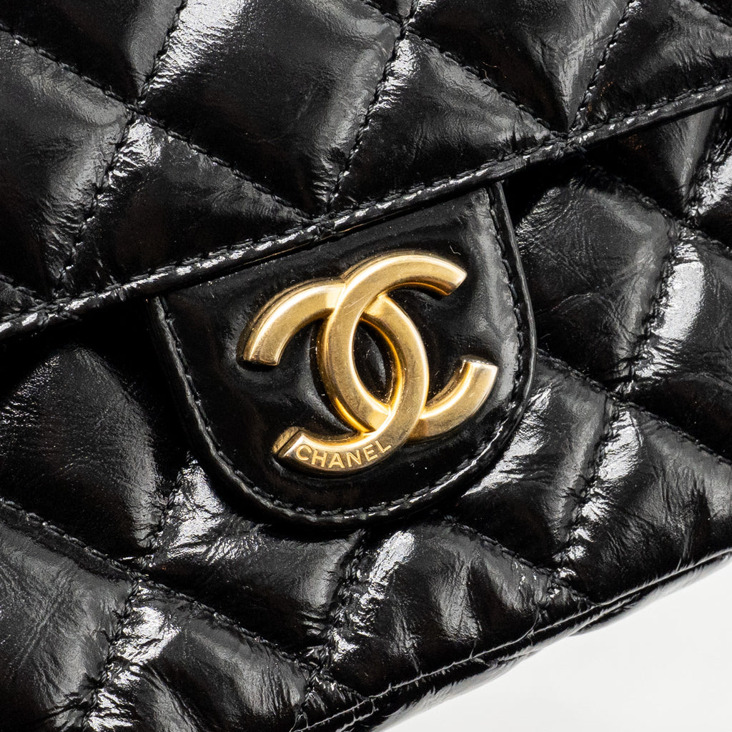 CHANEL 23P HOBO BAG SHINY CALFSKIN BLACK BRUSHED GHW(MICROCHIP)