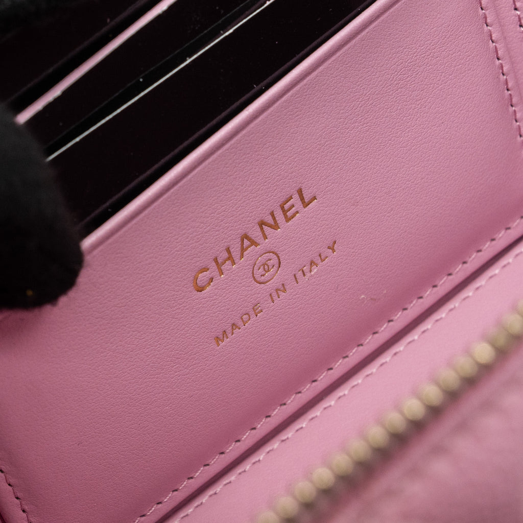 CHANEL LETTER TOP HANDLE LONG VANITY WITH CHAIN CAVIAR PINK GHW