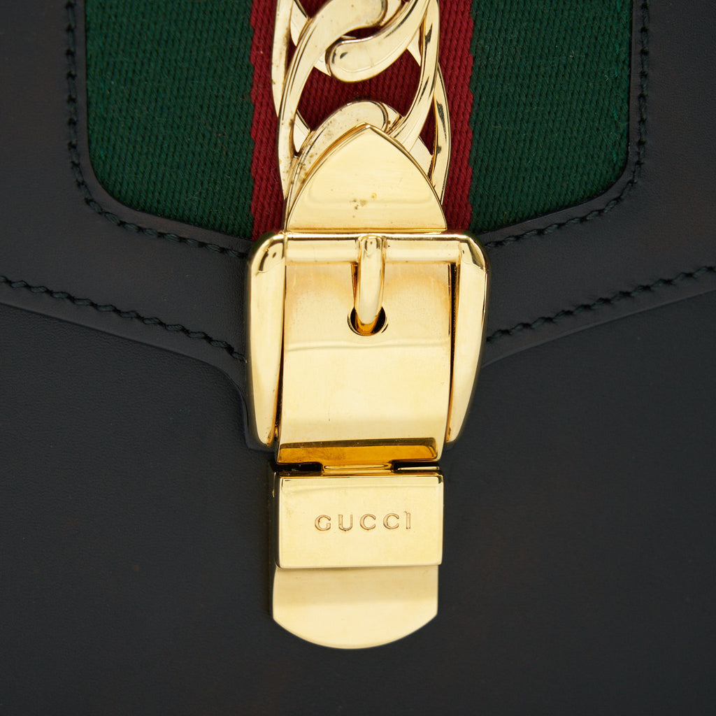 GUCCI SYLVIA SMALL LEATHER BAG BLACK