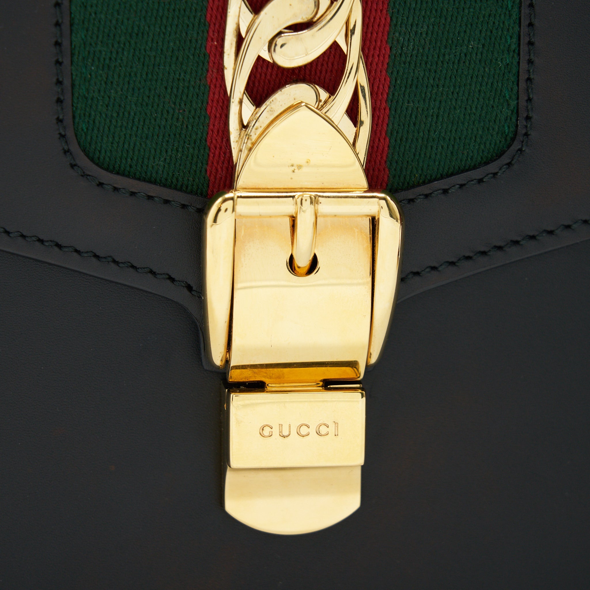 GUCCI SYLVIA SMALL LEATHER BAG BLACK