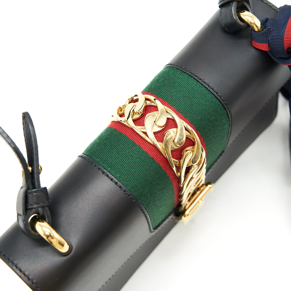 GUCCI SYLVIA SMALL LEATHER BAG BLACK