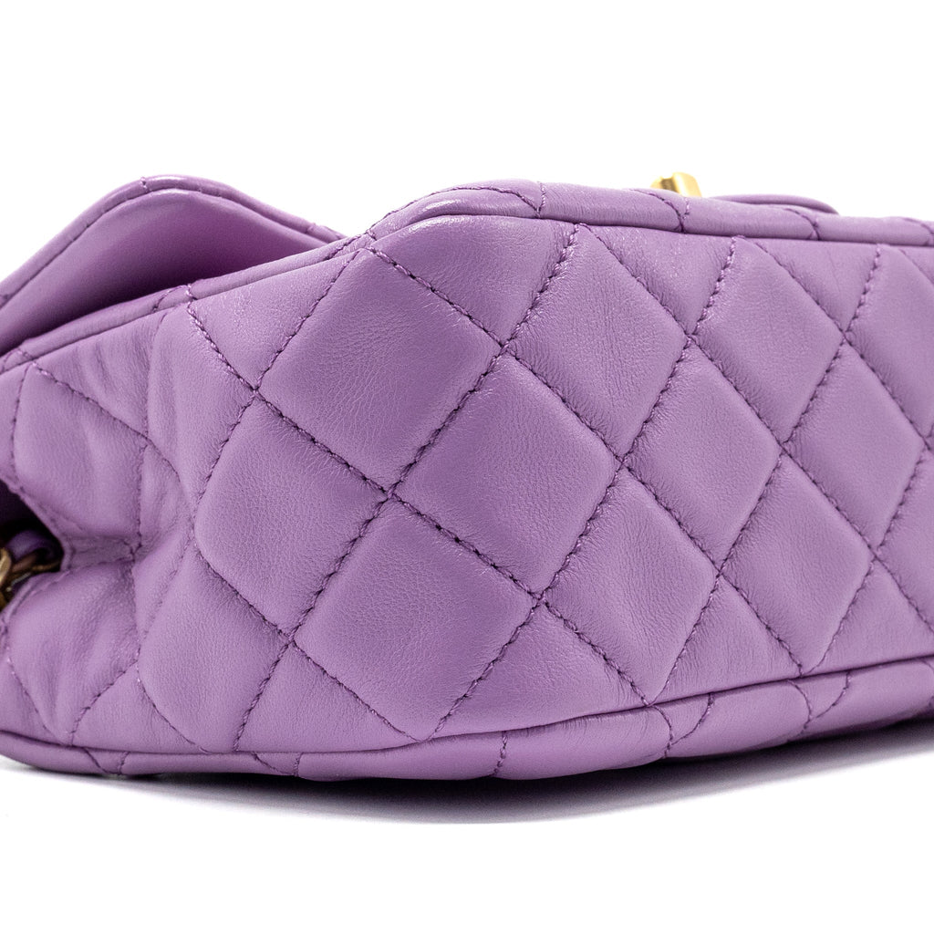 CHANEL 22S PEARL CRUSH MINI RECTANGULAR FLAP BAG LAMBSKIN PURPLE GHW (MICROCHIP)
