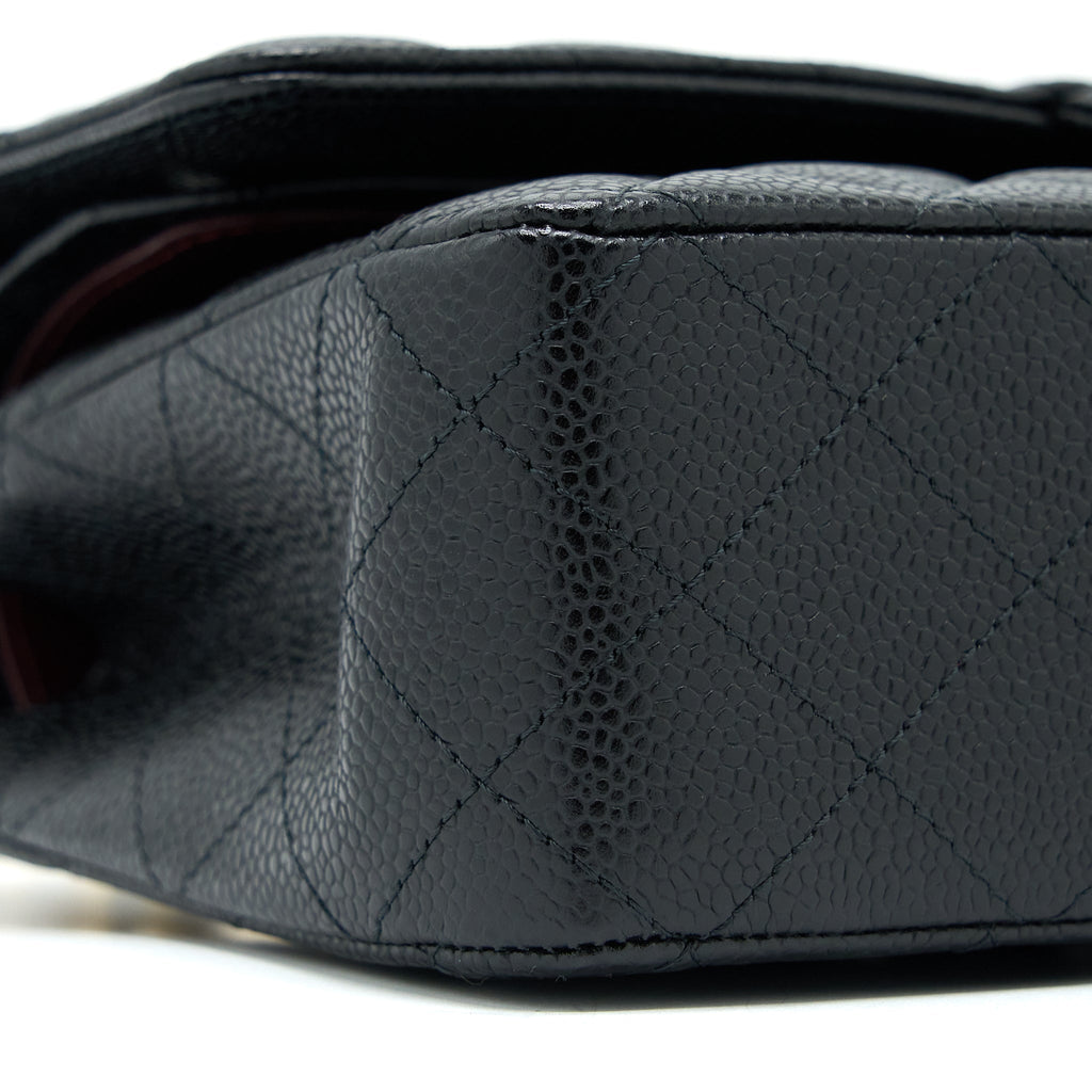 CHANEL MEDIUM CLASSIC DOUBLE FLAP BAG CAVIAR BLACK GHW (MICROCHIP)