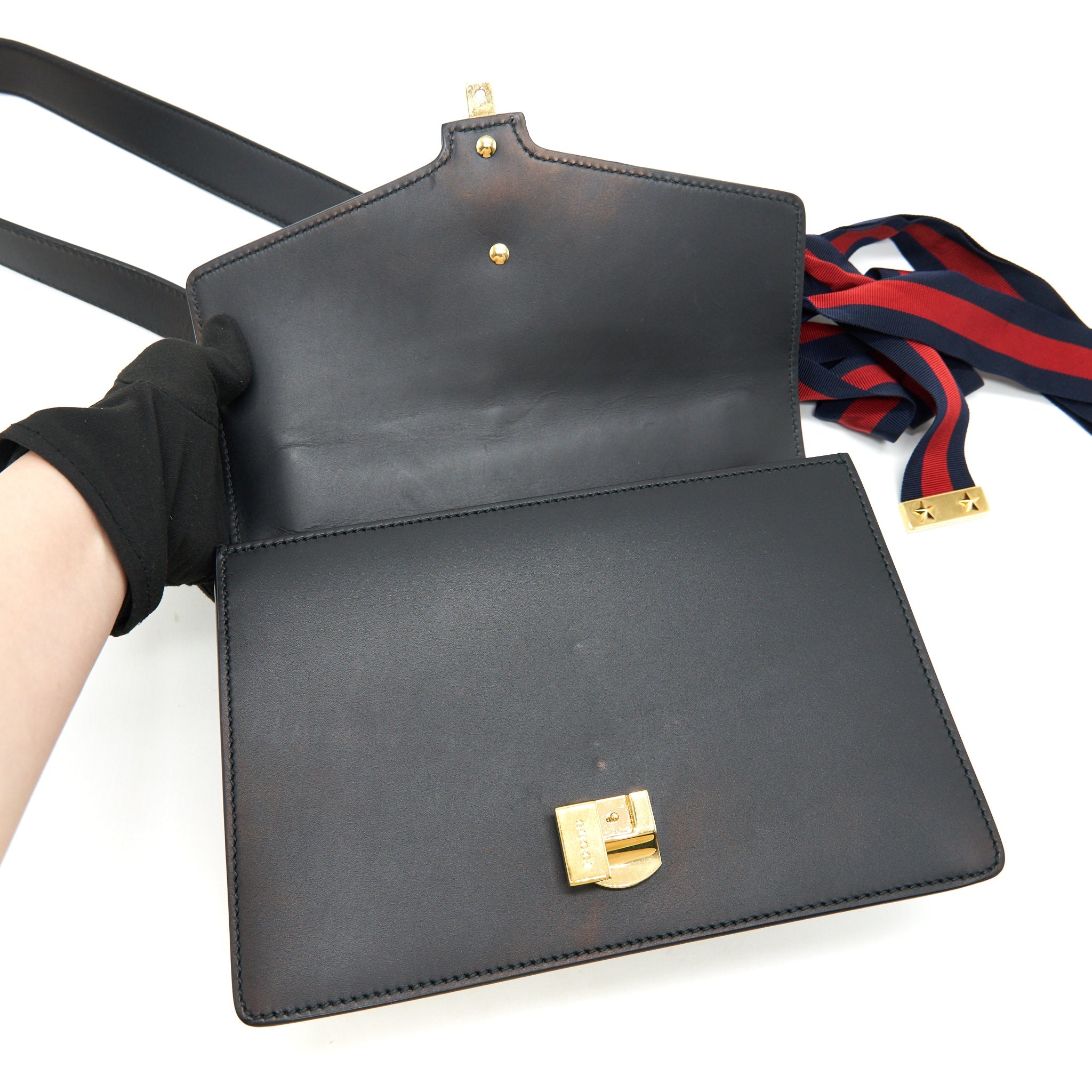 GUCCI SYLVIA SMALL LEATHER BAG BLACK