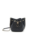 CHANEL DRAWSTRING BUCKET BAG QUILTED LAMBSKIN BLACK LGHW