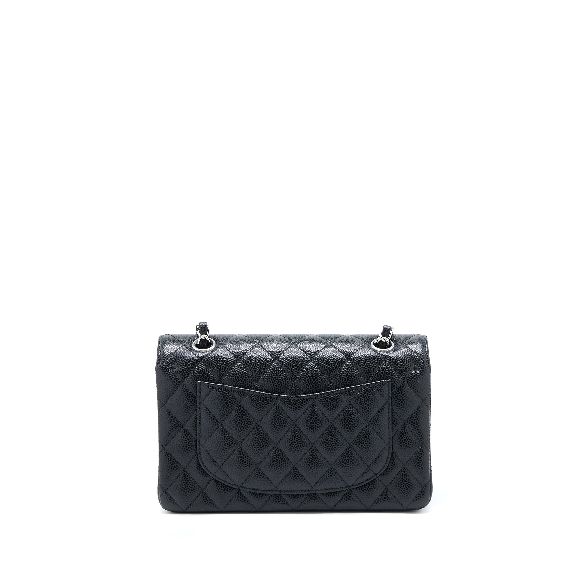 CHANEL SMALL CLASSIC DOUBLE FLAP BAG CAVIAR BLACK SHW(MICROCHIP)