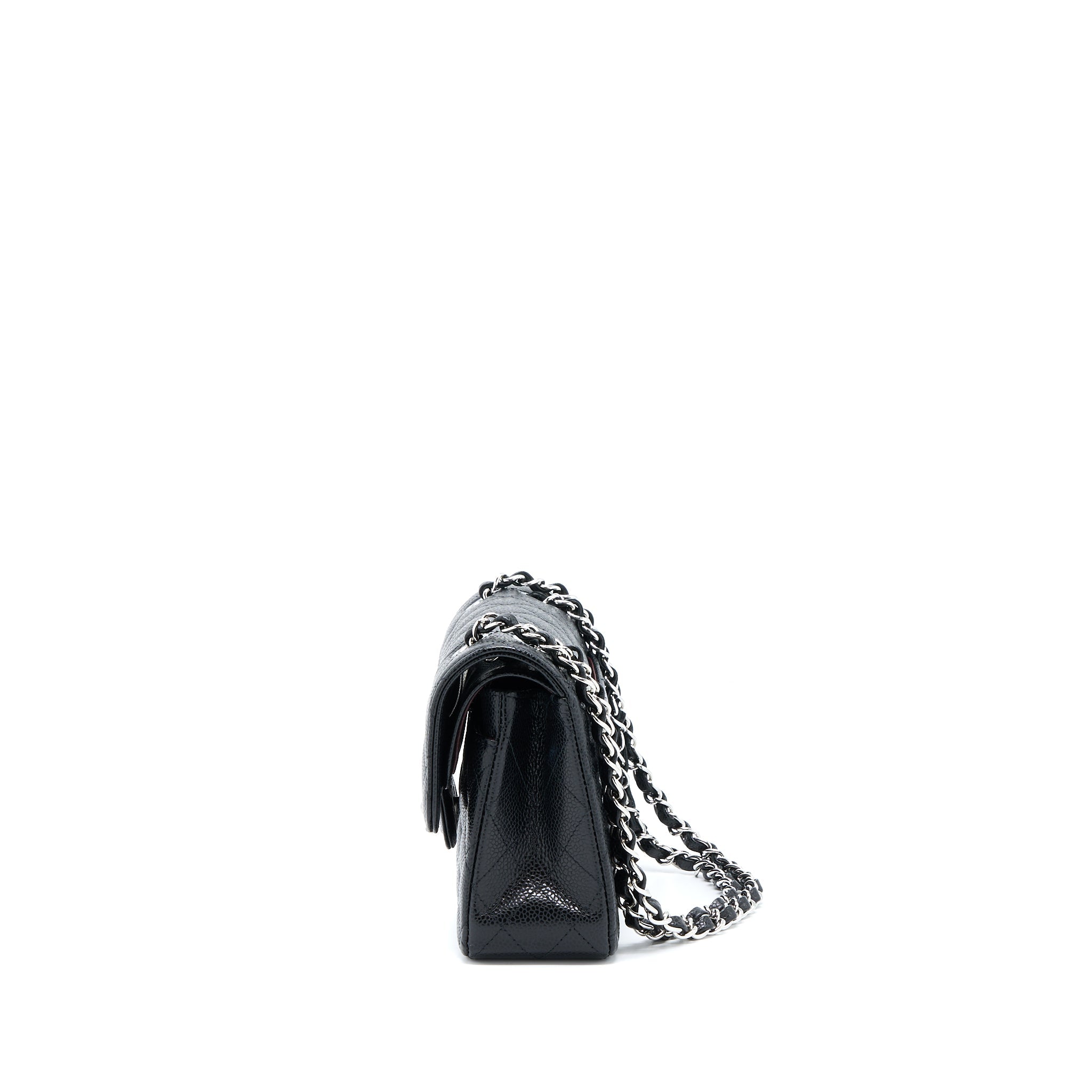 CHANEL SMALL CLASSIC DOUBLE FLAP BAG CAVIAR BLACK SHW(MICROCHIP)
