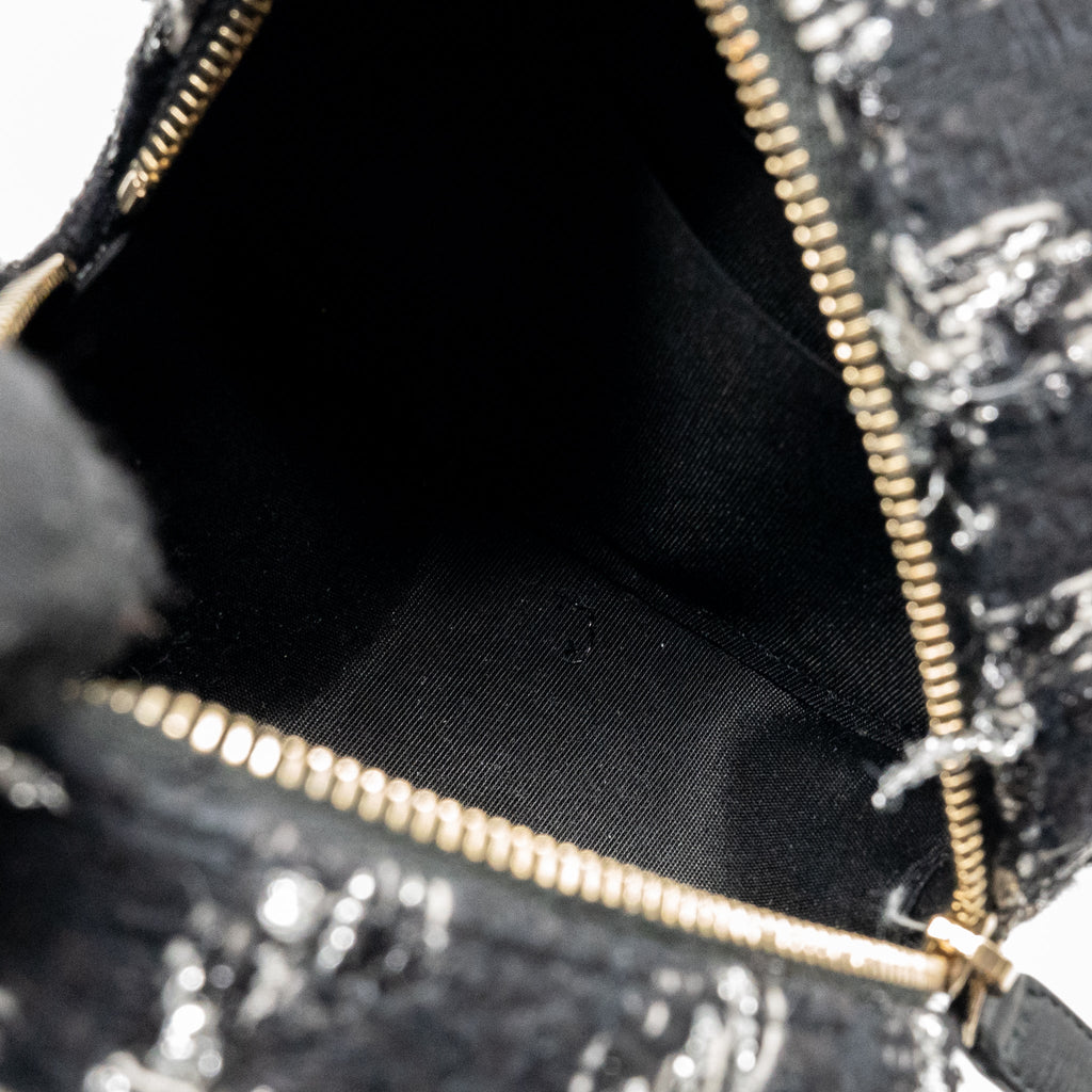CHANEL 19 ROUND CLUTCH WITH CHAIN TWEED MULTICOLOUR GHW