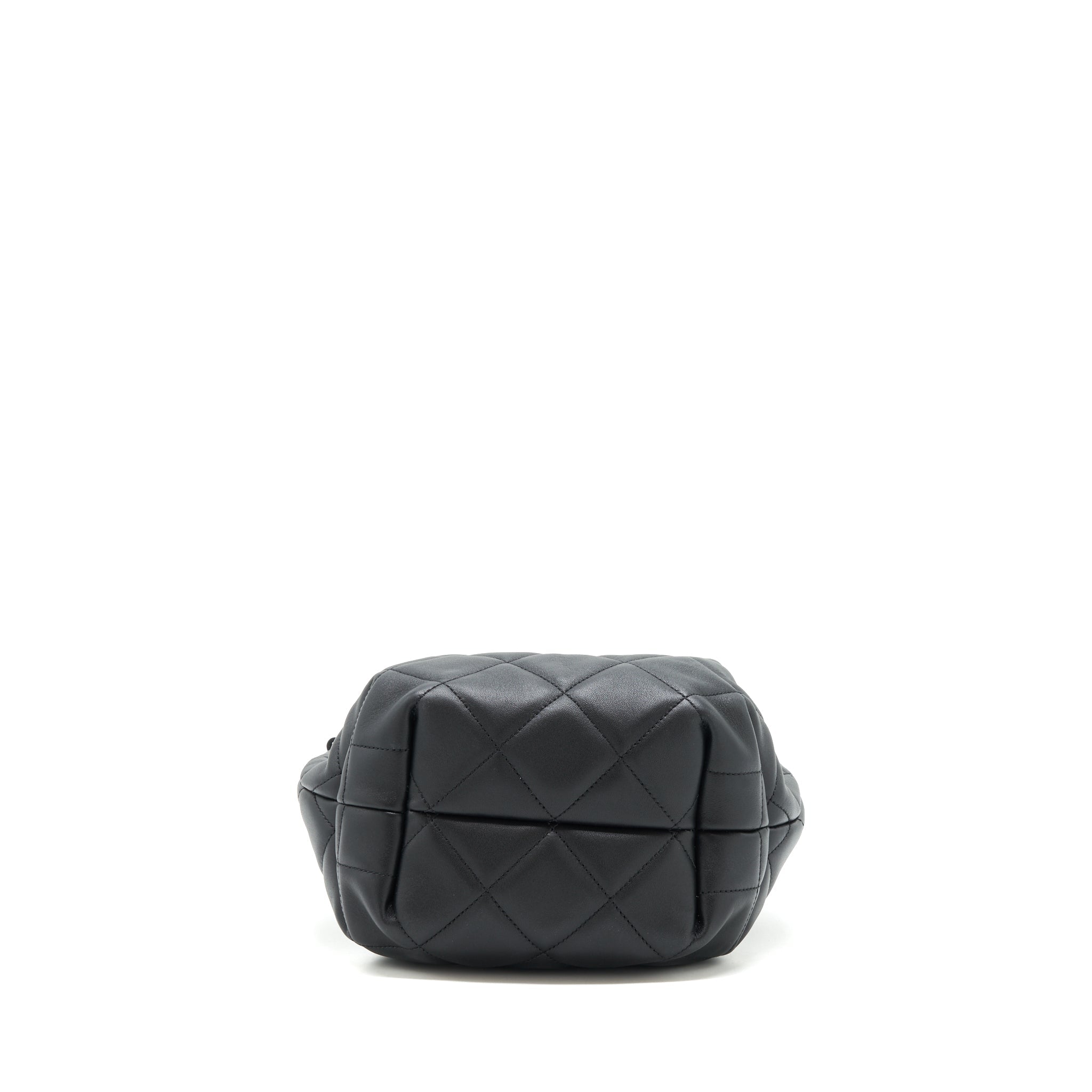 CHANEL DRAWSTRING BUCKET BAG QUILTED LAMBSKIN BLACK LGHW