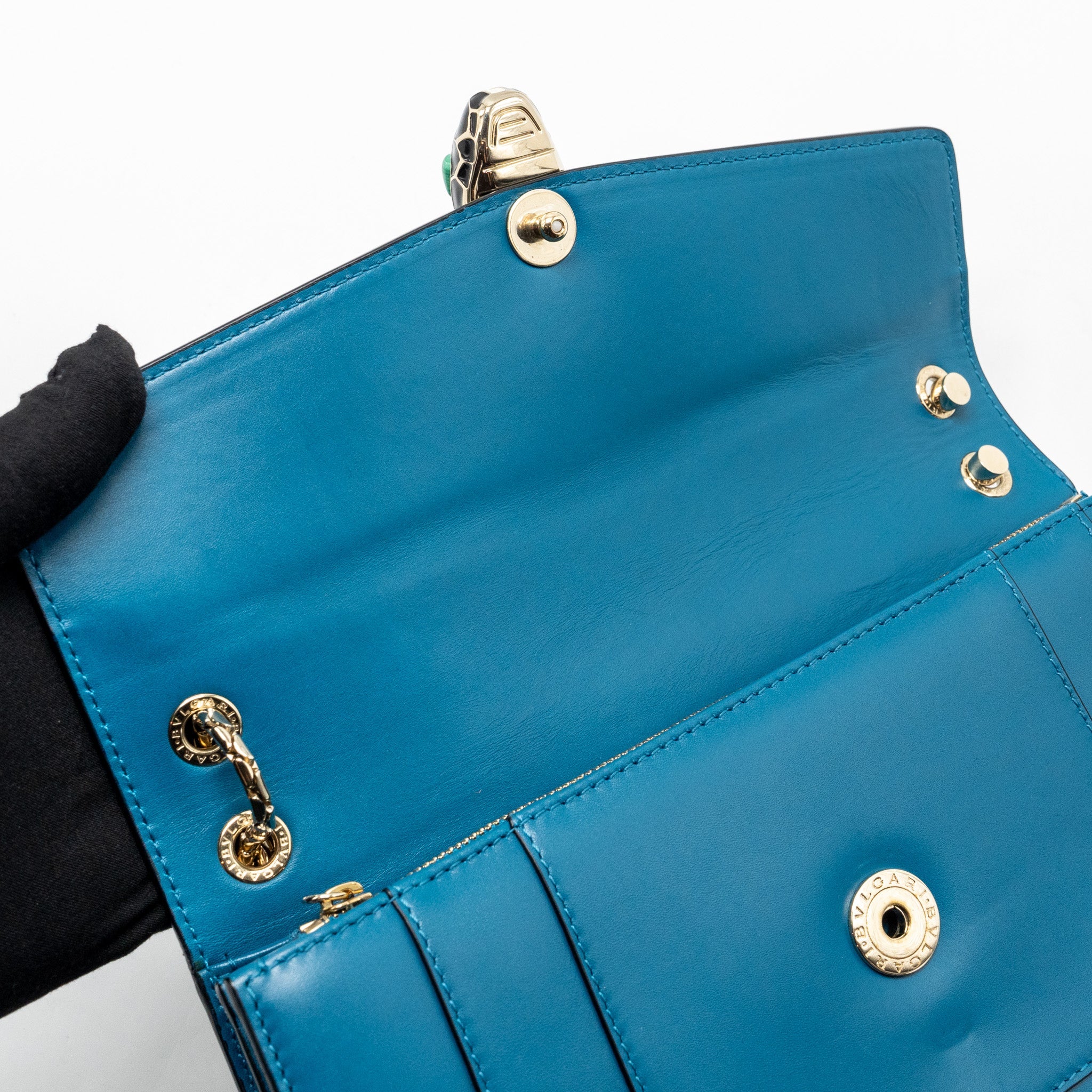BVLGARI SERPENTI FOREVER FLAP BAG CALFSKIN BLUE GHW