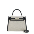 HERMES KELLY 28 TOILE H BLACK/ GREY SHW