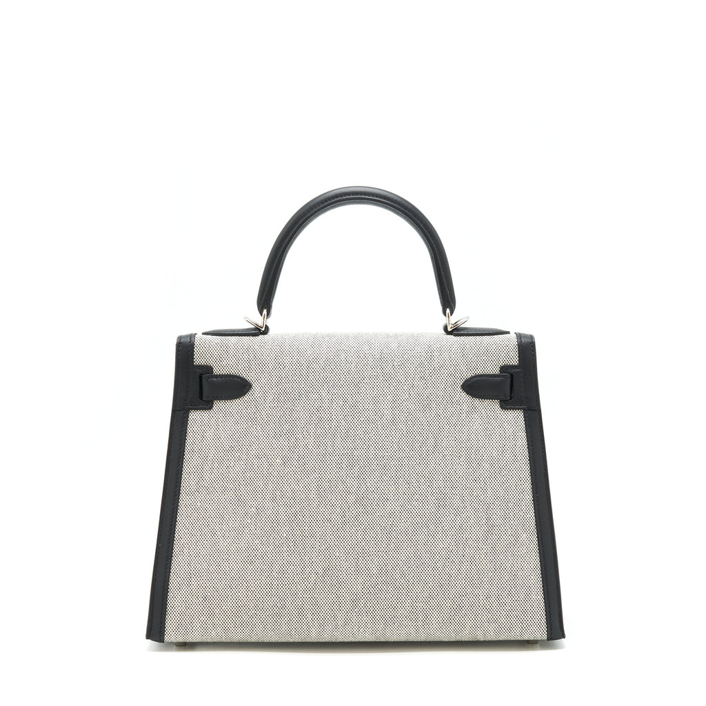 HERMES KELLY 28 TOILE H BLACK/ GREY SHW