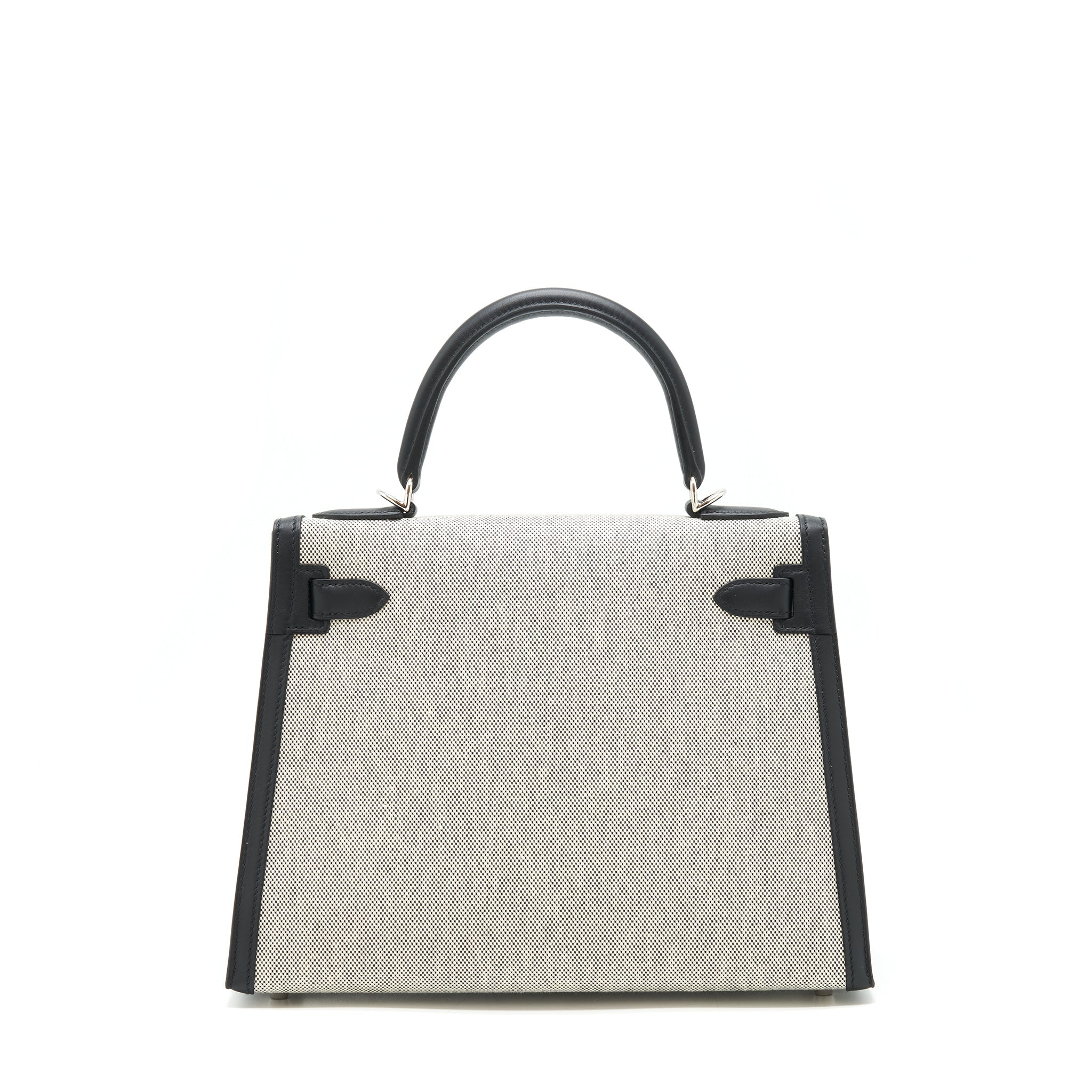 HERMES KELLY 28 TOILE H BLACK/ GREY SHW
