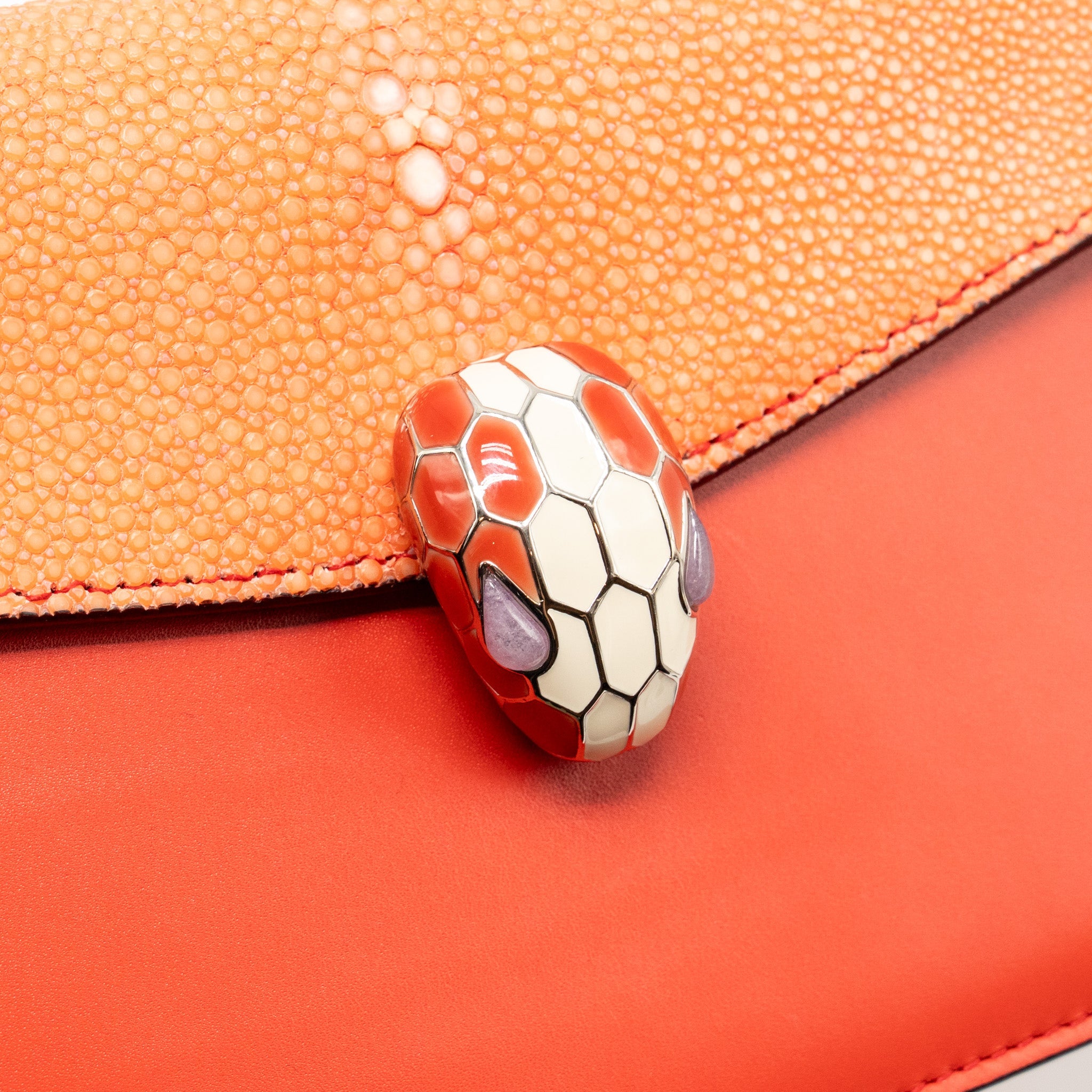 BVLGARI SERPENTI SHOULDER BAG GALUCHAT/CALFSKIN RED SHW