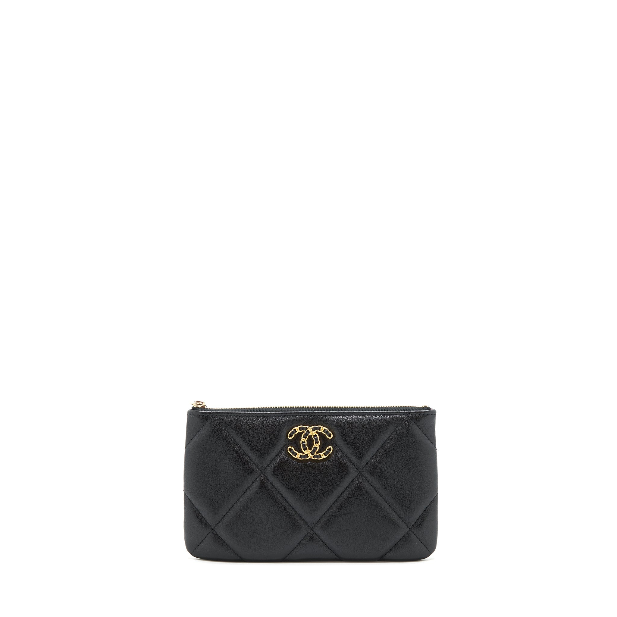 CHANEL 19 SMALL POUCH GOATSKIN BLACK GHW
