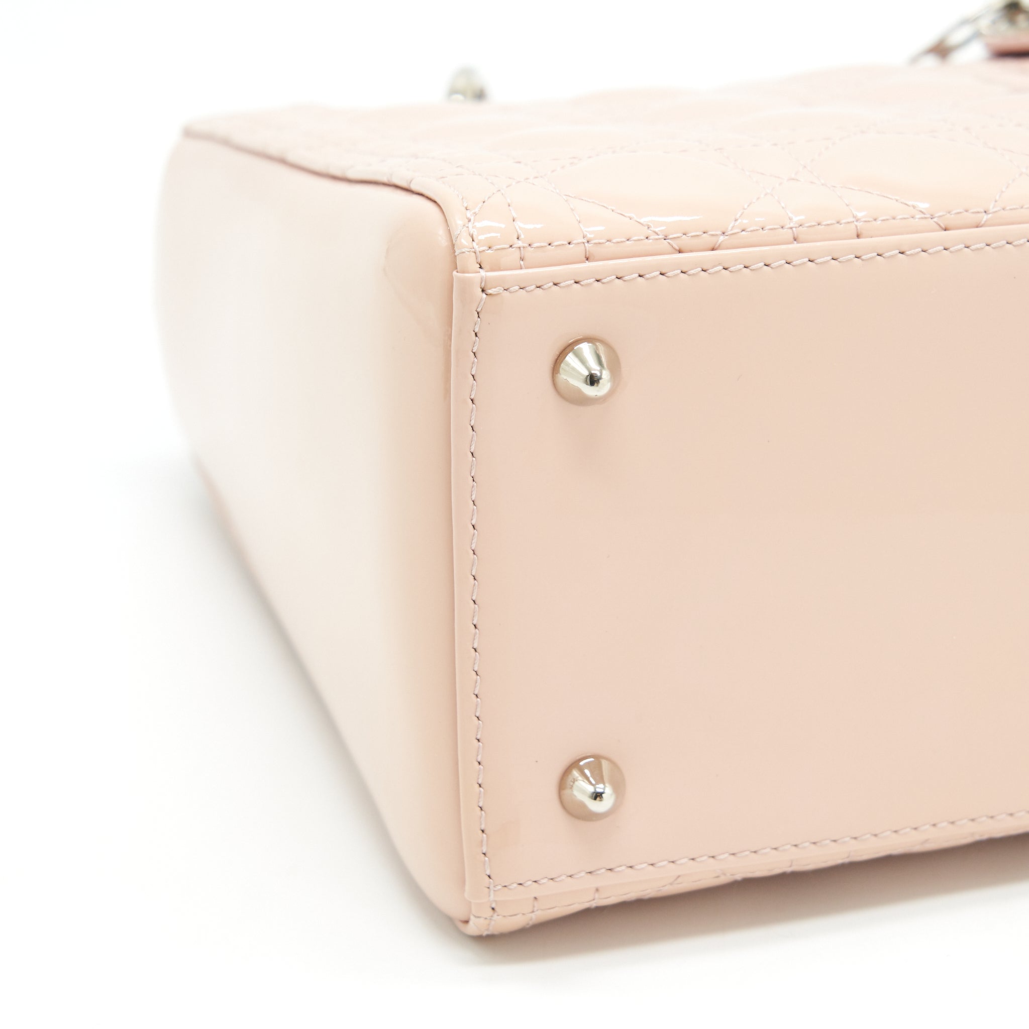 DIOR LADY DIOR MEDIUM PATENT LEATHER PINK WITH SHW