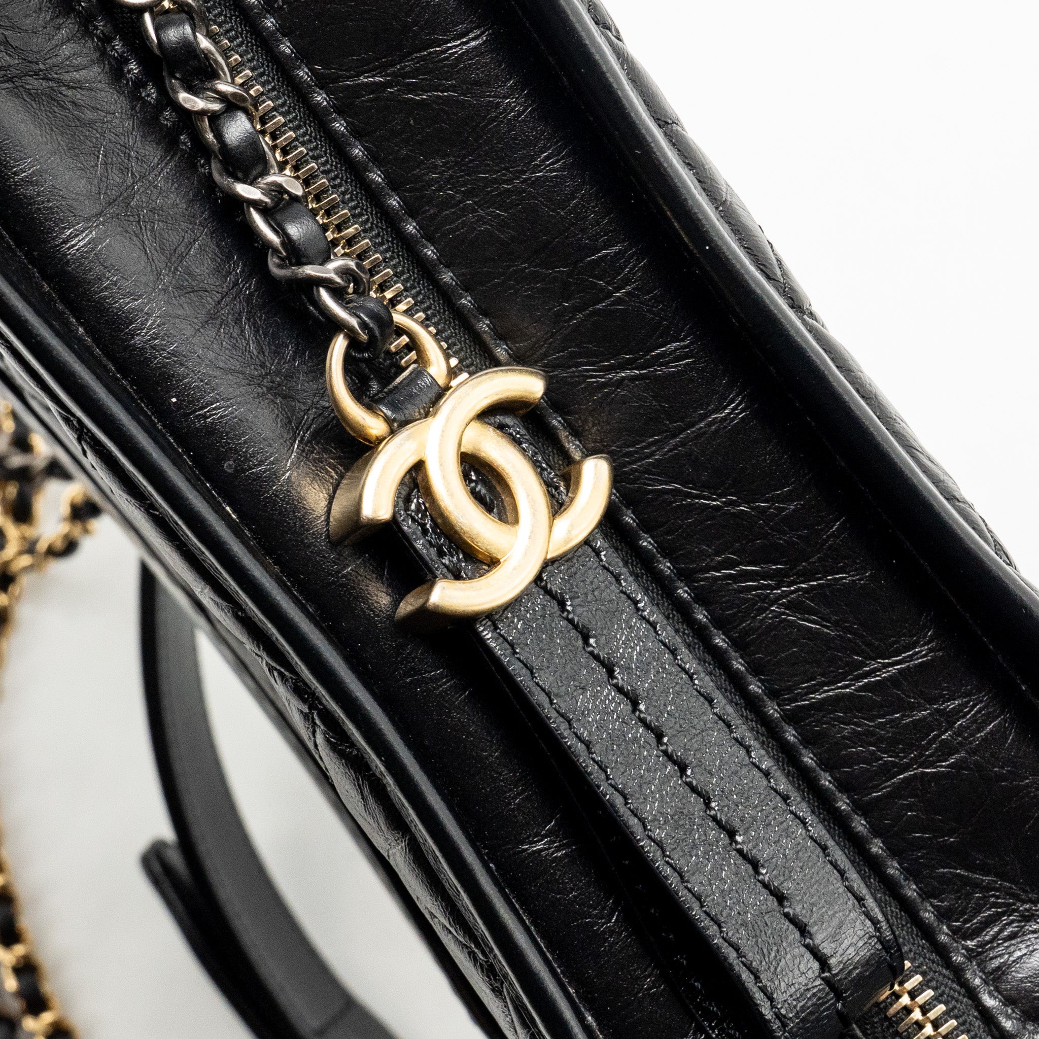 CHANEL SMALL GABRIELLE HOBO BAG AGED CALFSKIN BLACK MULTICOLOUR HARDWARE