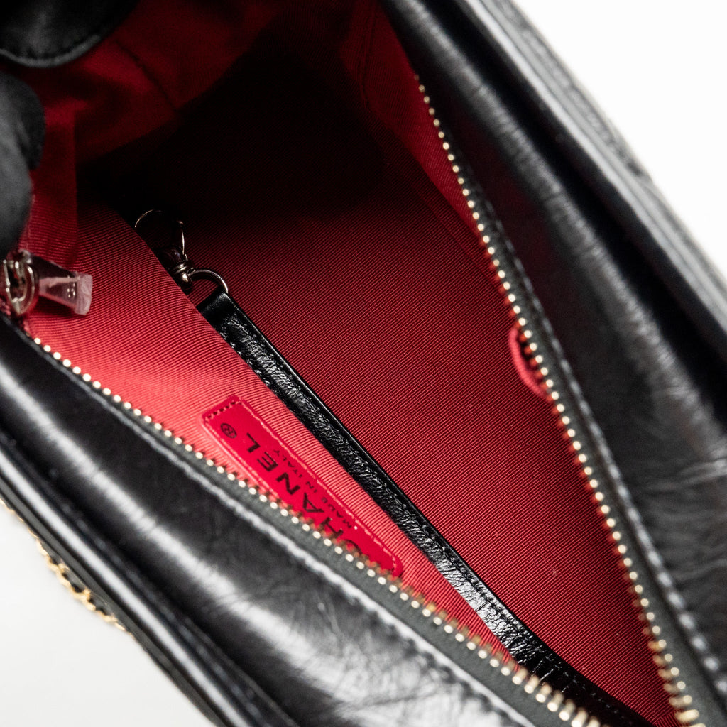 CHANEL SMALL GABRIELLE HOBO BAG AGED CALFSKIN BLACK MULTICOLOUR HARDWARE