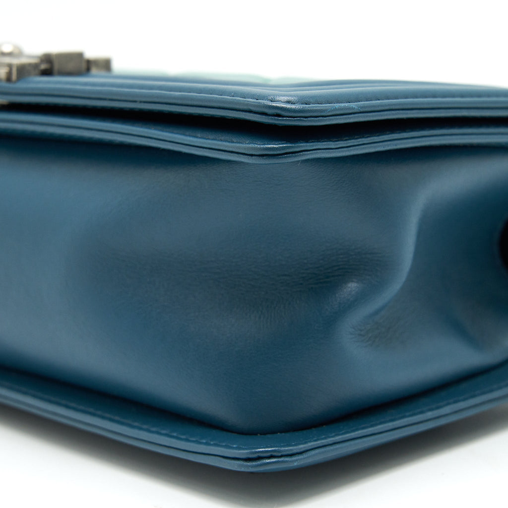 CHANEL MEDIUM LEBOY BAG GREEN RUTHENIUM HARDWARE