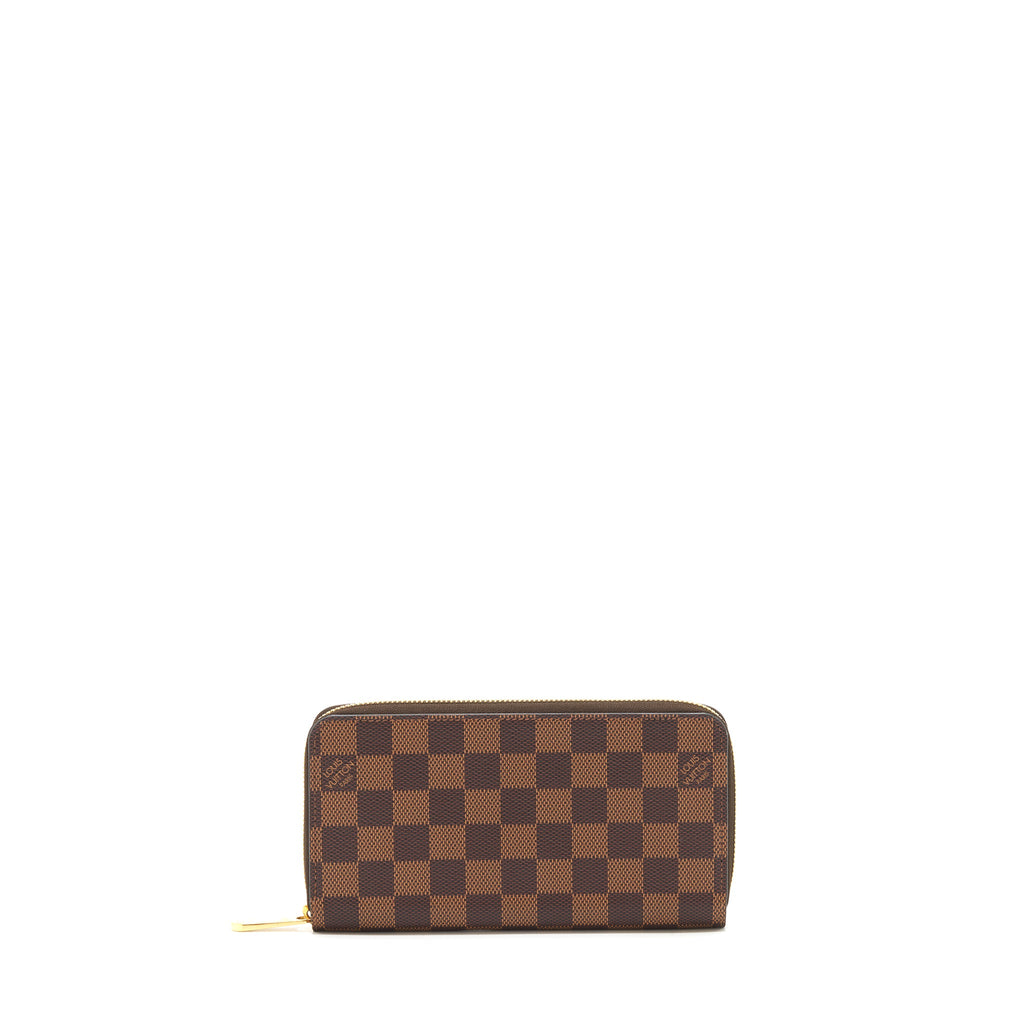 LOUIS VUITTON ZIPPY WALLET DAMIER EBENE CANVAS / ROSE BALLERINE