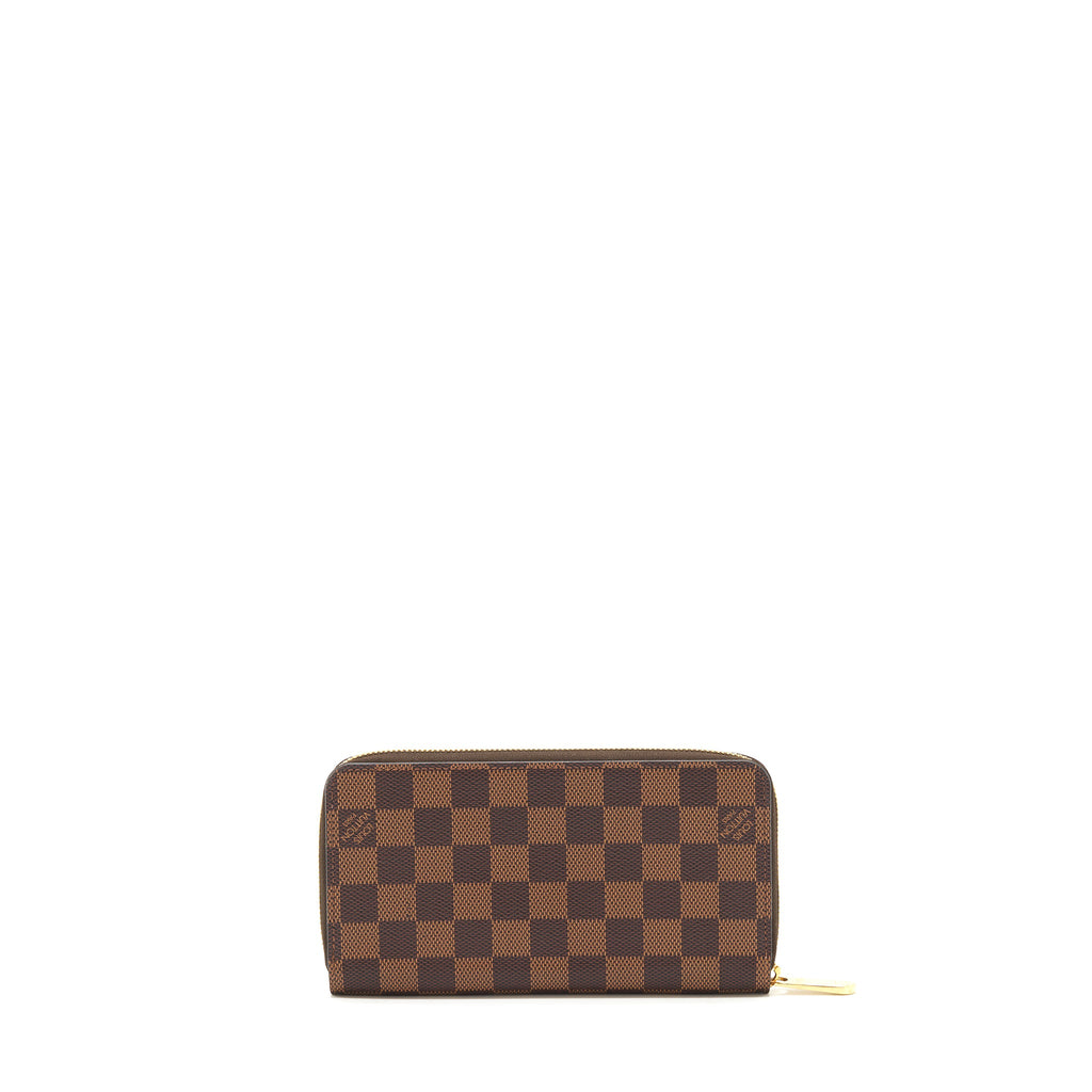 LOUIS VUITTON ZIPPY WALLET DAMIER EBENE CANVAS / ROSE BALLERINE