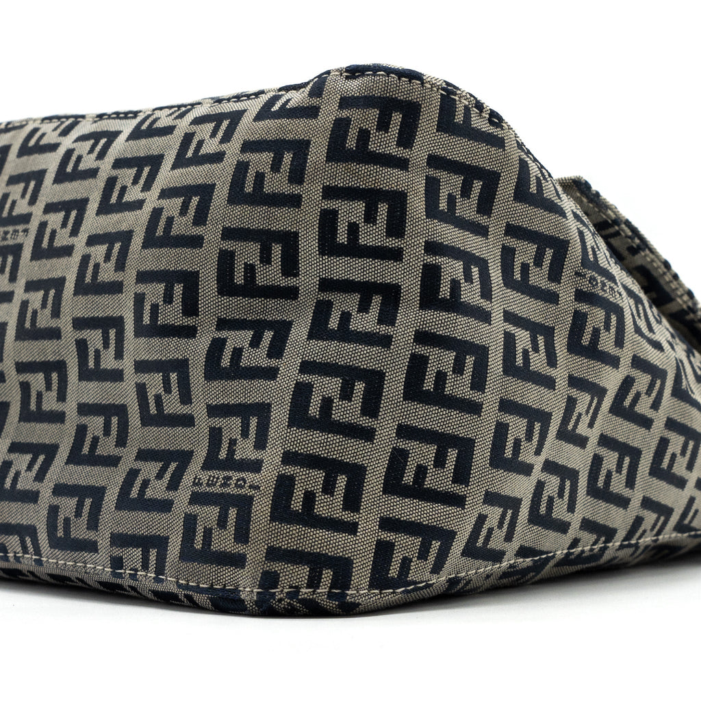 FENDI ZUCCHINO MAMA FLAP BAG FF JACQUARD CANVAS GREY SHW