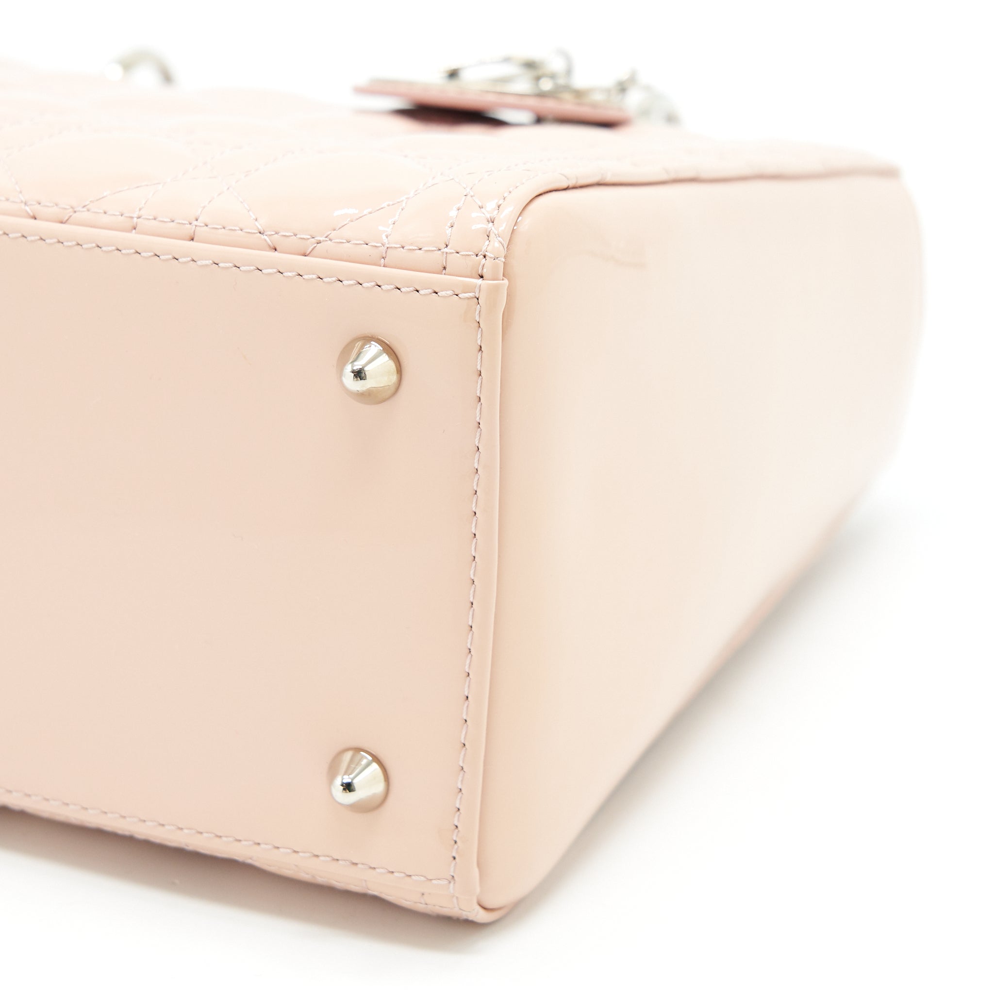 DIOR LADY DIOR MEDIUM PATENT LEATHER PINK WITH SHW