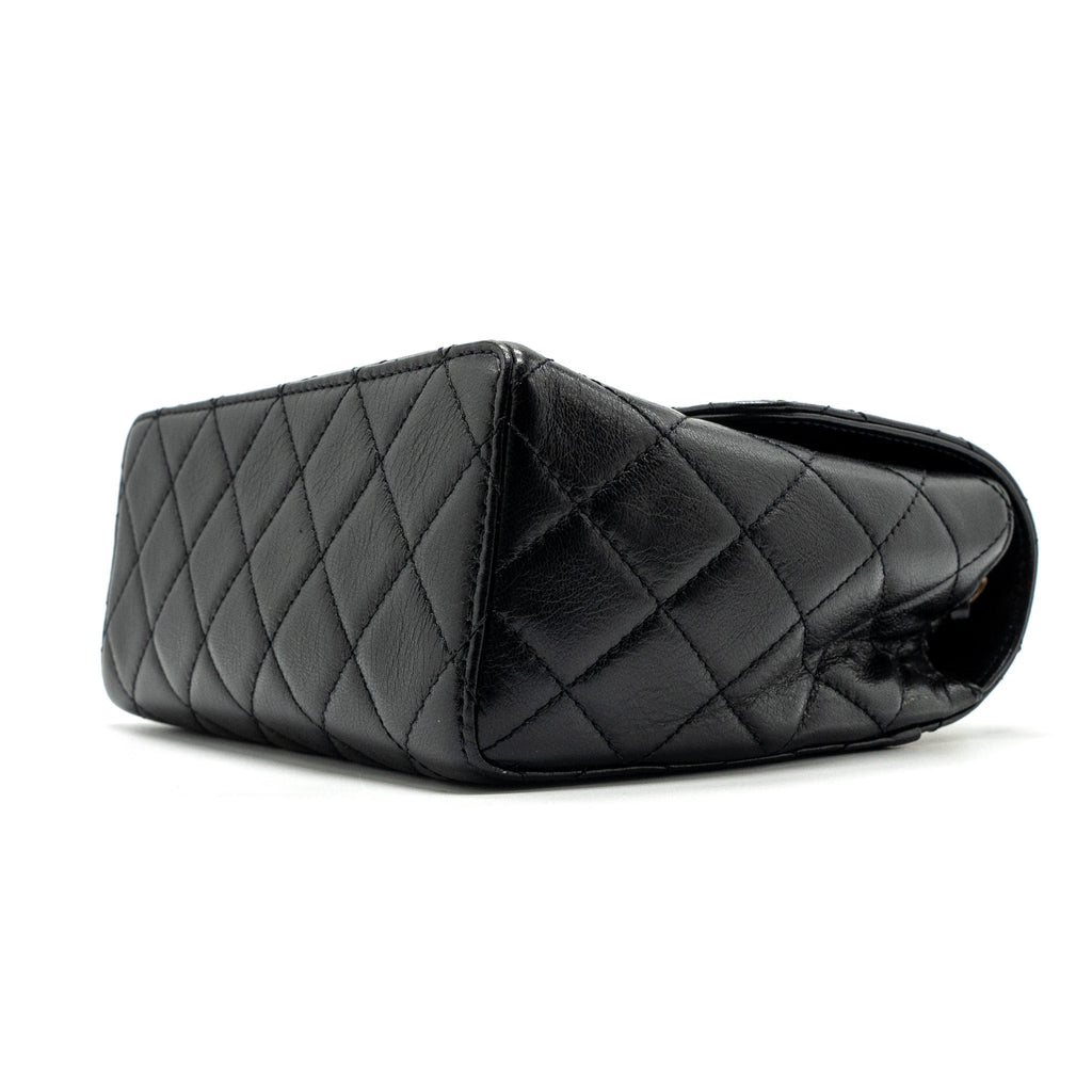 CHANEL 22K RETRO NEW SQUARE LARGE FLAP BAG GOATSKIN BLACK GHW (MICROCHIP)