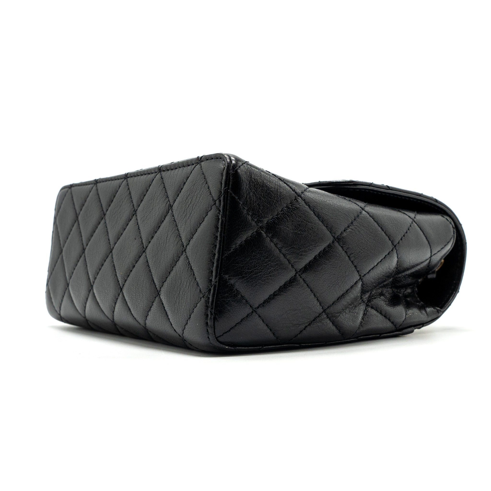 CHANEL 22K RETRO NEW SQUARE LARGE FLAP BAG GOATSKIN BLACK GHW (MICROCHIP)