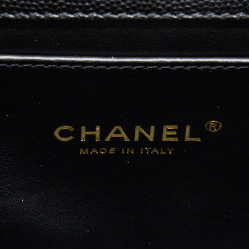 CHANEL 22K COCO FIRST FLAP BAG GRAINED CALFSKIN BLACK GHW(MICROCHIP)
