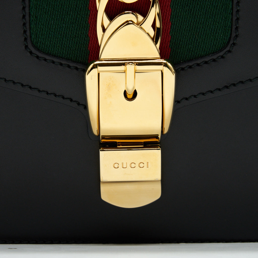 GUCCI SMALL SYLVIE SHOULDER BAG BLACK