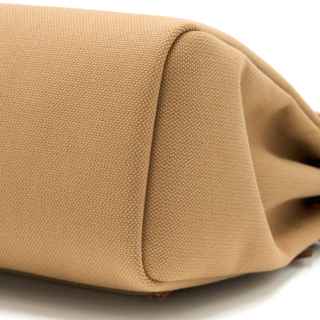 HERMES HERBAG 31 ZIP BAG CANVAS/ HUNTER CHAI/ NATU SABLE/FAUVE/CUIVRE GHW