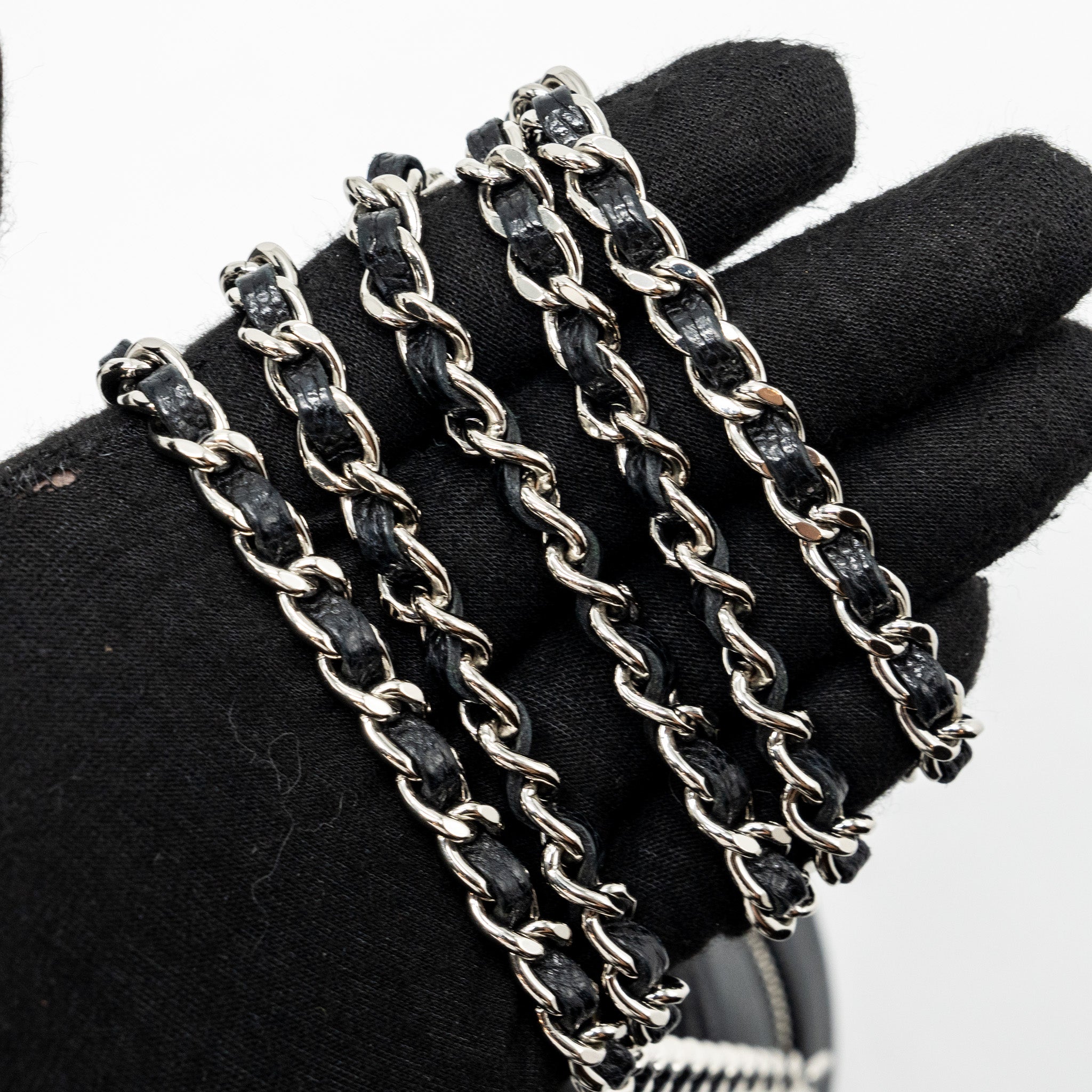 CHANEL ROUND SIP CLUTCH WITH CHAIN CAVIAR BLACK SHW