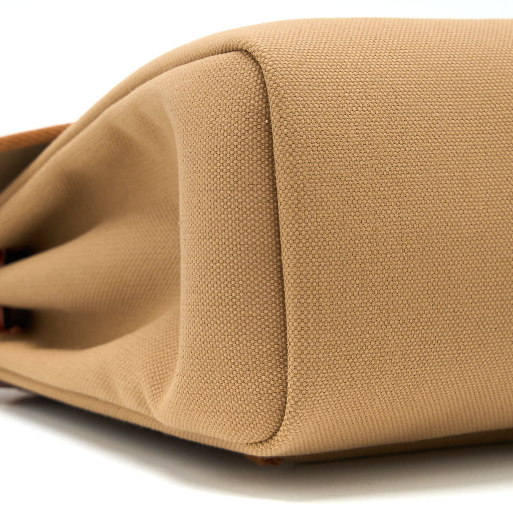 HERMES HERBAG 31 ZIP BAG CANVAS/ HUNTER CHAI/ NATU SABLE/FAUVE/CUIVRE GHW