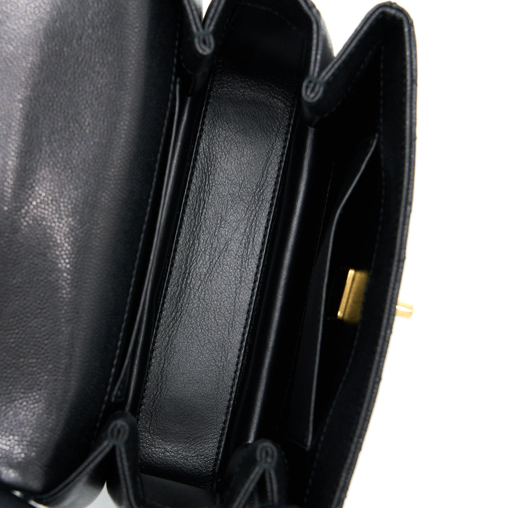 CHANEL 22K COCO FIRST FLAP BAG GRAINED CALFSKIN BLACK GHW(MICROCHIP)