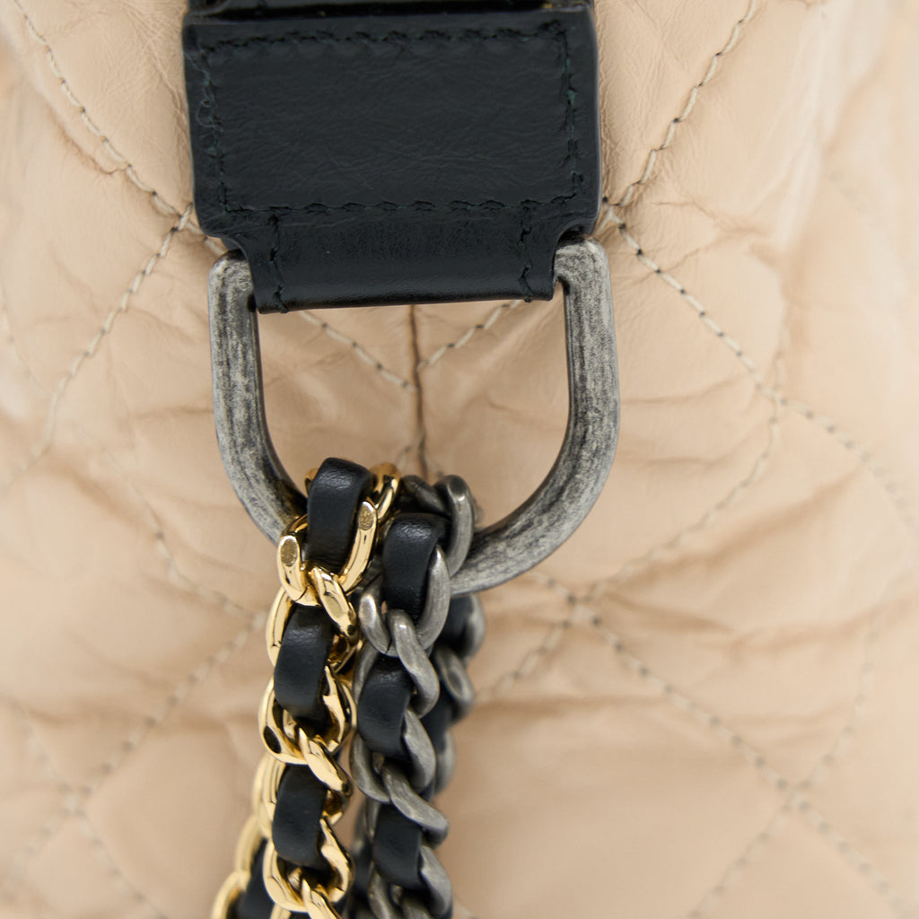 CHANEL MEDIUM GABRIELLE HOBO BAG CALFSKIN BEIGE/BLACK MULTICOLOUR HARDWARE