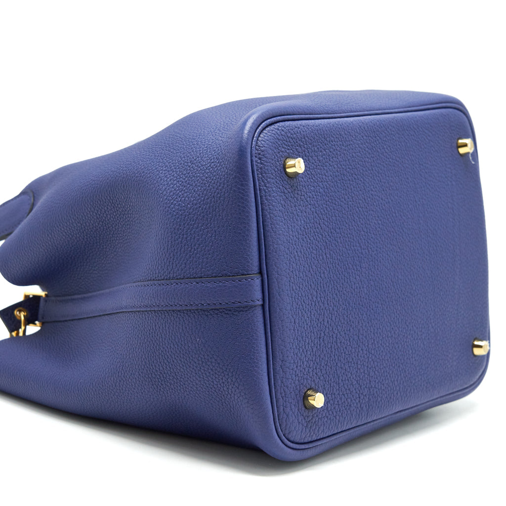 HERMES PICOTIN 22 LOCK BAG TAURILLON MAURICE BLUE SAPHIR GHW