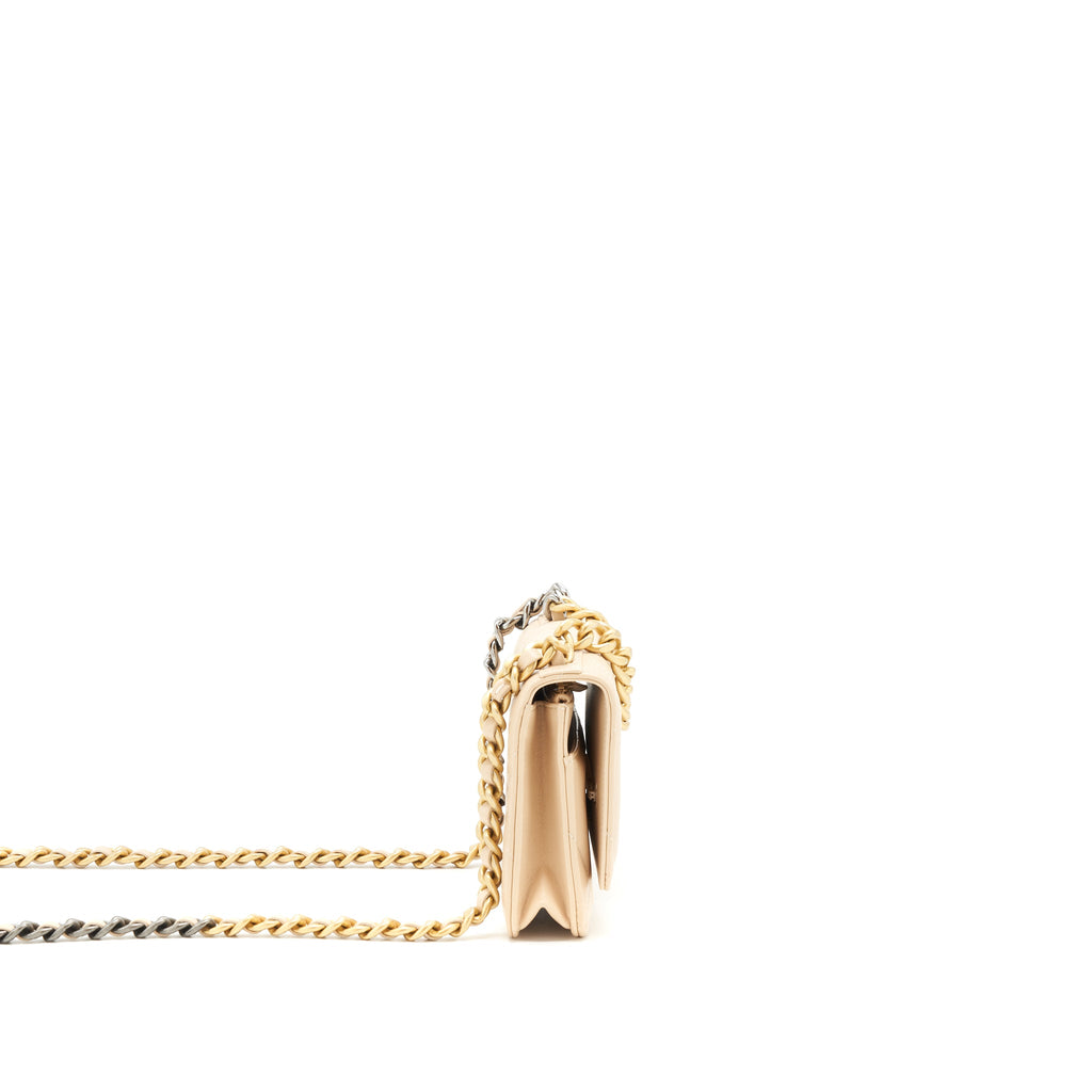 CHANEL 19 WALLET ON CHAIN LAMBSKIN BEIGE GHW