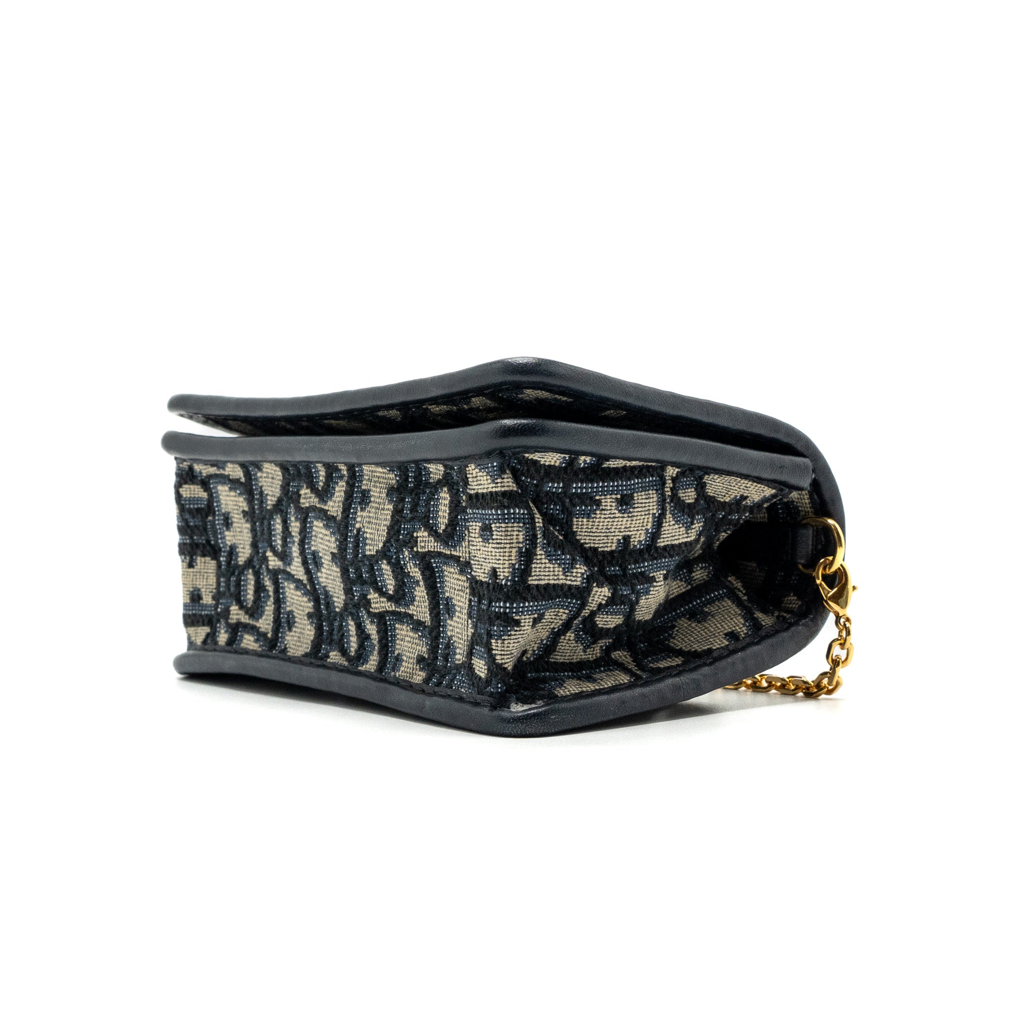 DIOR 30 MONTAIGNE POUCH WITH CHAIN CANVAS BLUE OBLIQUE GHW