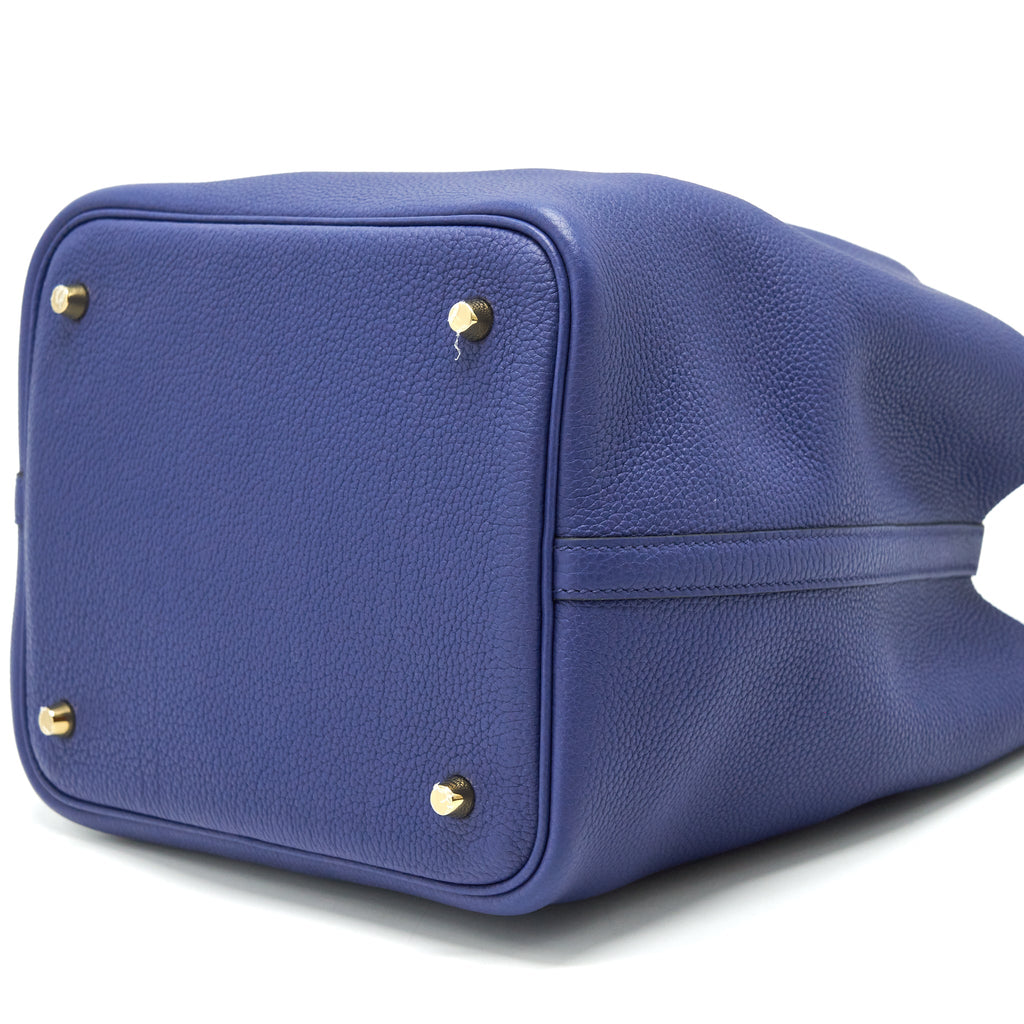 HERMES PICOTIN 22 LOCK BAG TAURILLON MAURICE BLUE SAPHIR GHW
