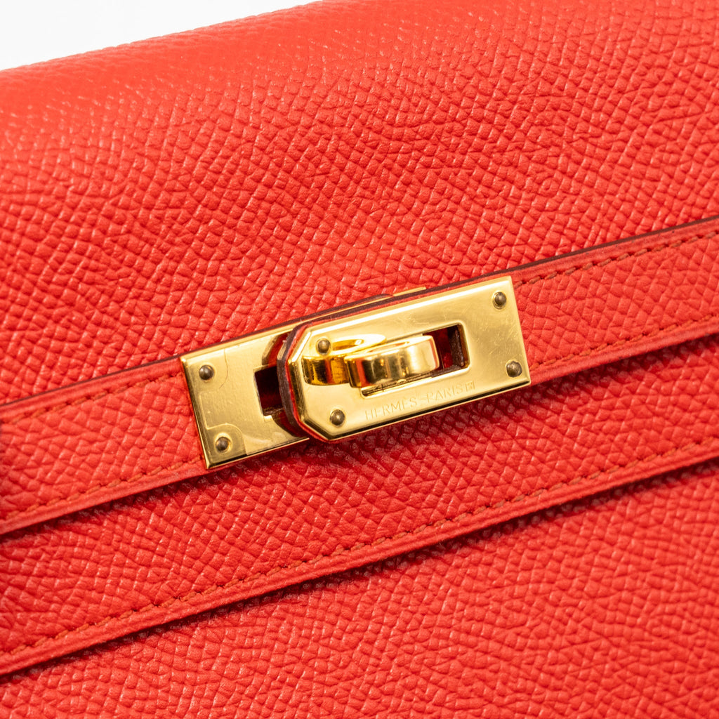 HERMES KELLY LONG WALLET EPSOM ROUGE TOMATE GHW