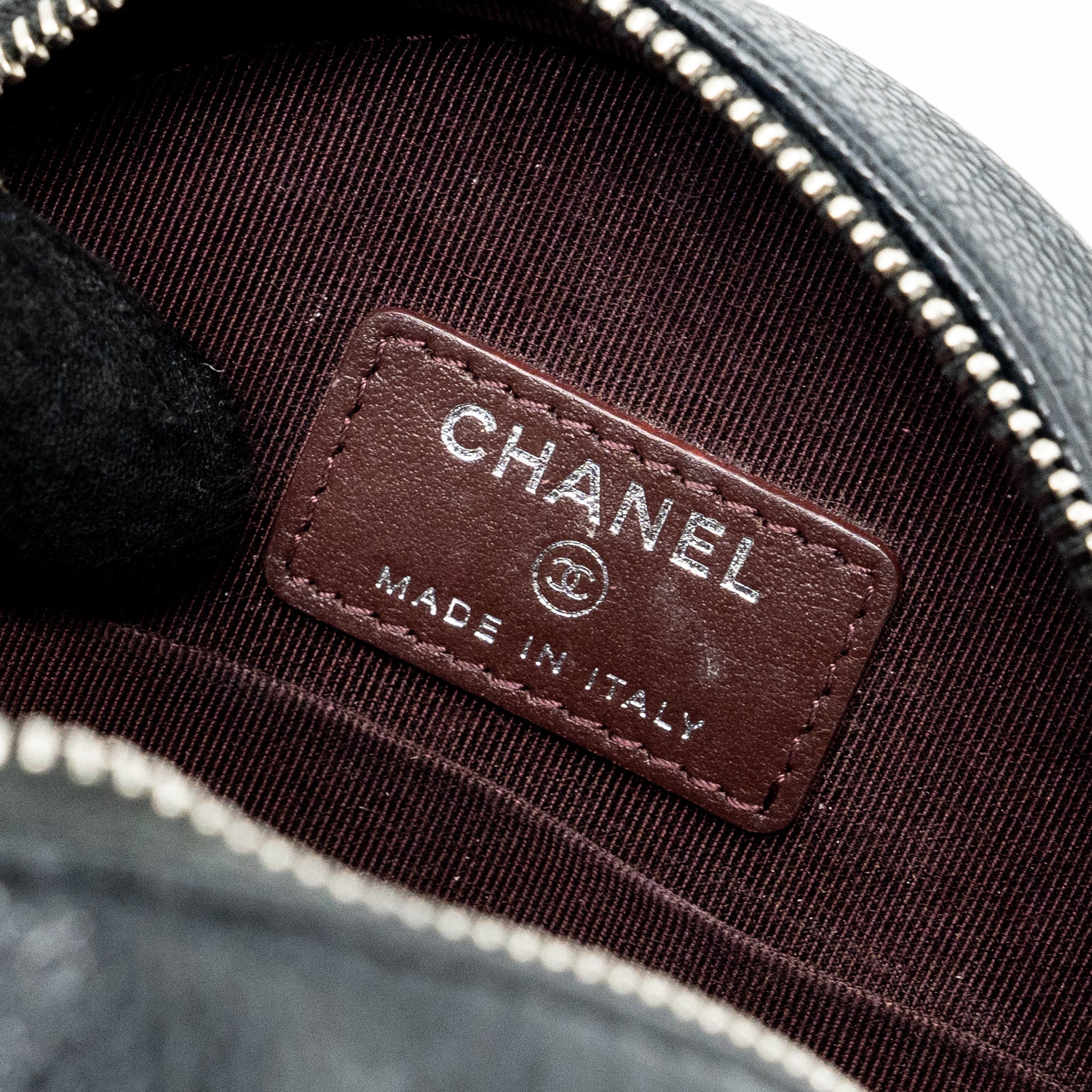 CHANEL ROUND SIP CLUTCH WITH CHAIN CAVIAR BLACK SHW