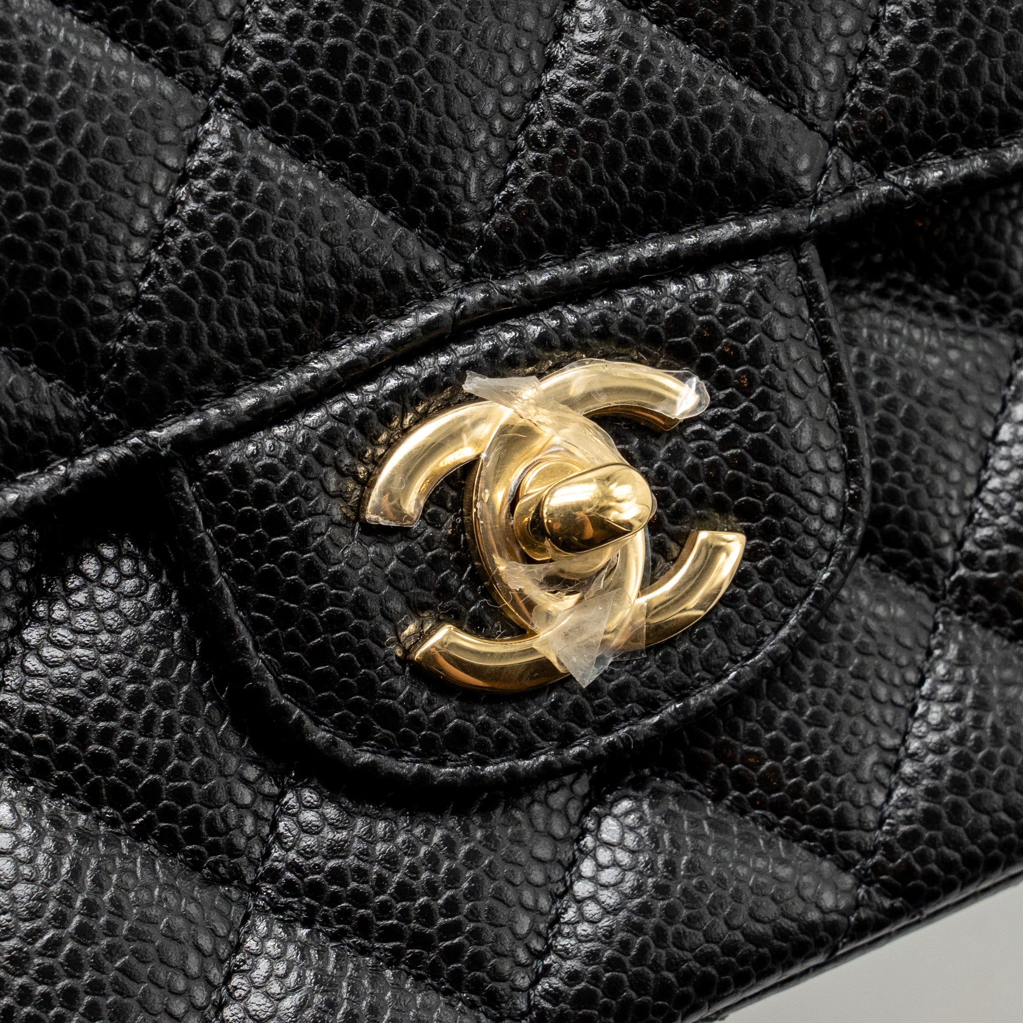 CHANEL MEDIUM CLASSIC DOUBLE FLAP BAG CAVIAR BLACK GHW(MICROCHIP)