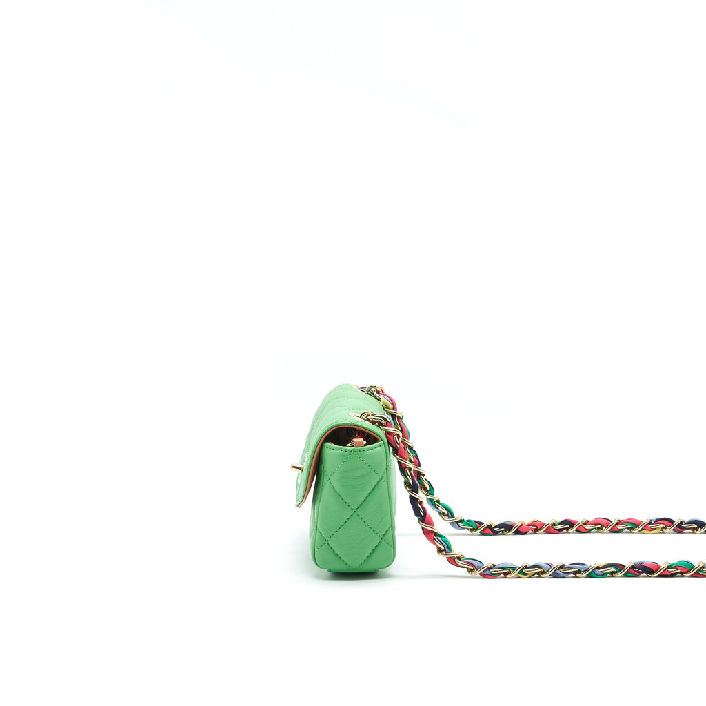 CHANEL SMALL SCARF ENTWINED CHAIN BAG GREEN
