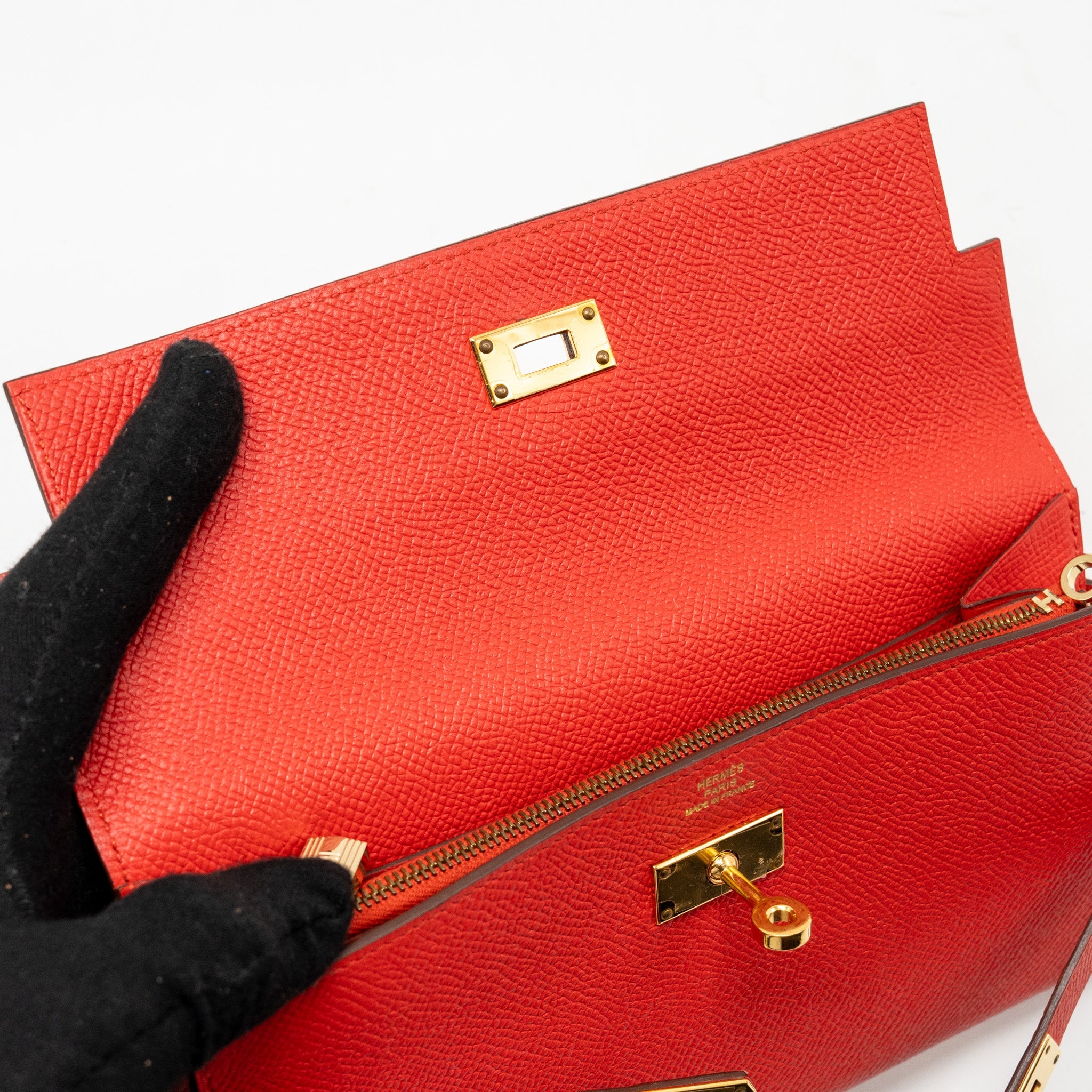 HERMES KELLY LONG WALLET EPSOM ROUGE TOMATE GHW