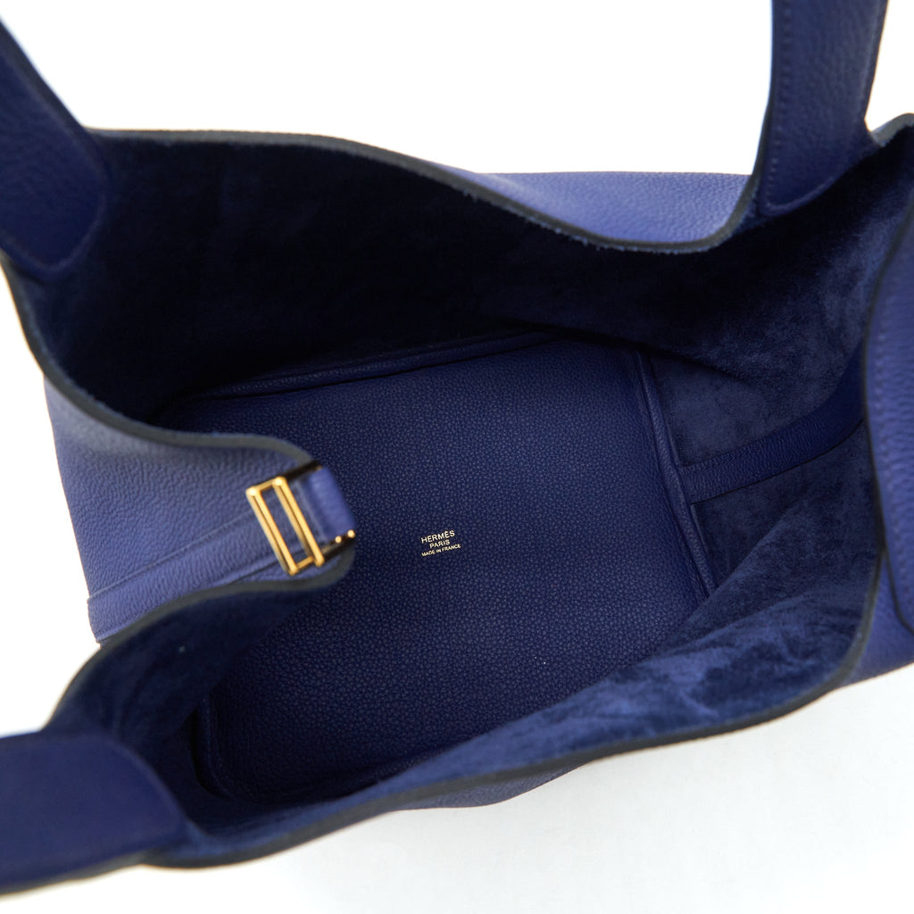 HERMES PICOTIN 22 LOCK BAG TAURILLON MAURICE BLUE SAPHIR GHW