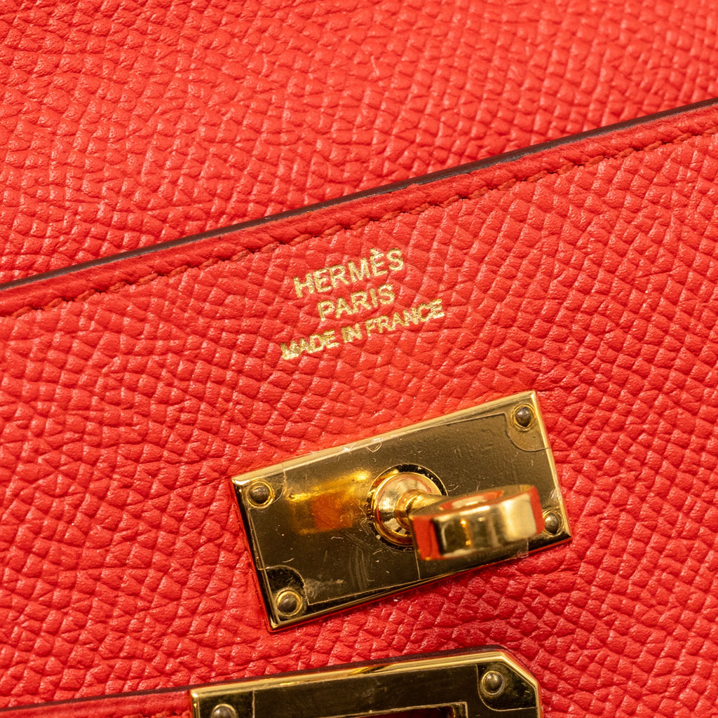 HERMES KELLY LONG WALLET EPSOM ROUGE TOMATE GHW