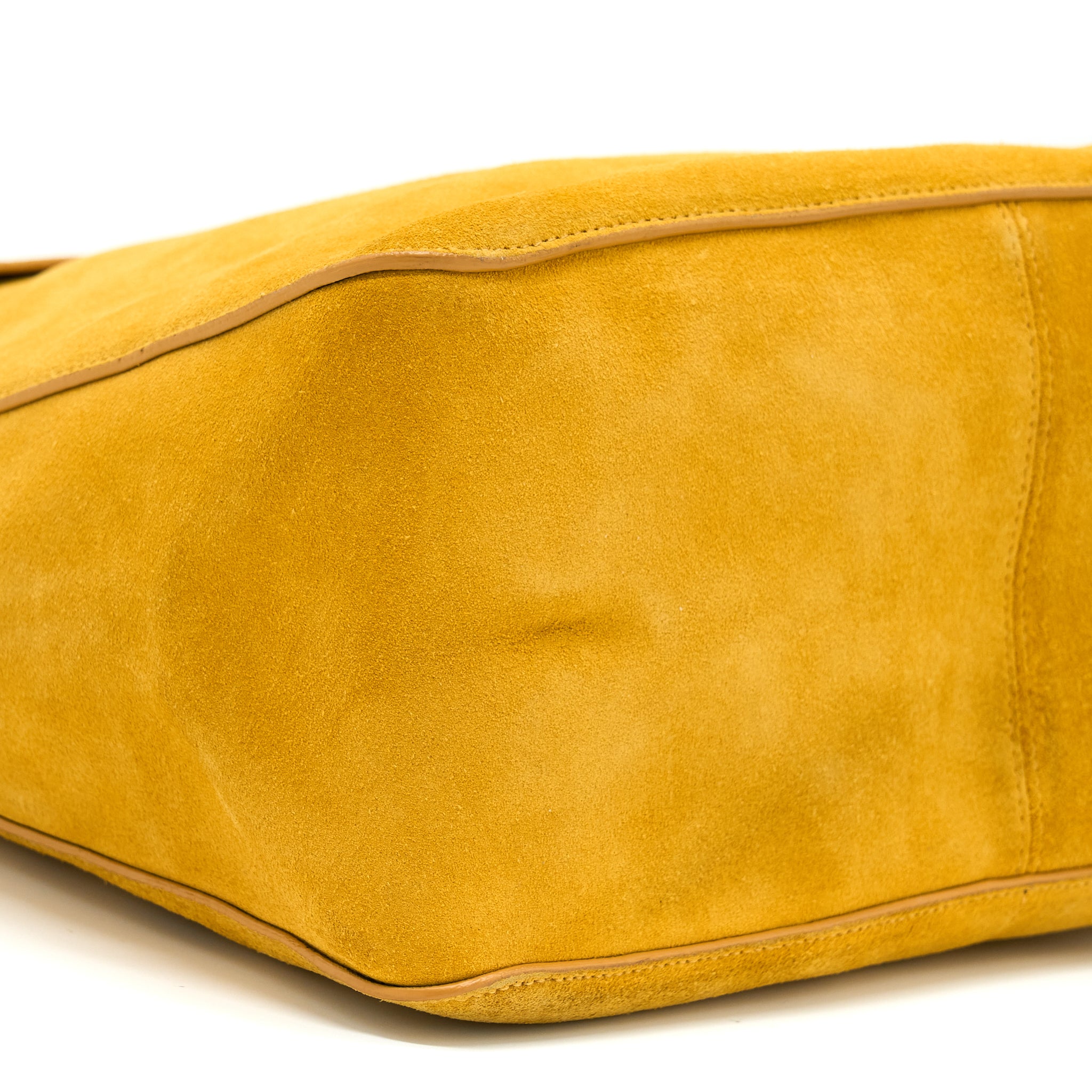 CELINE FLAP SHOULDER BAG SUEDE MUSTARD YELLOW SHW
