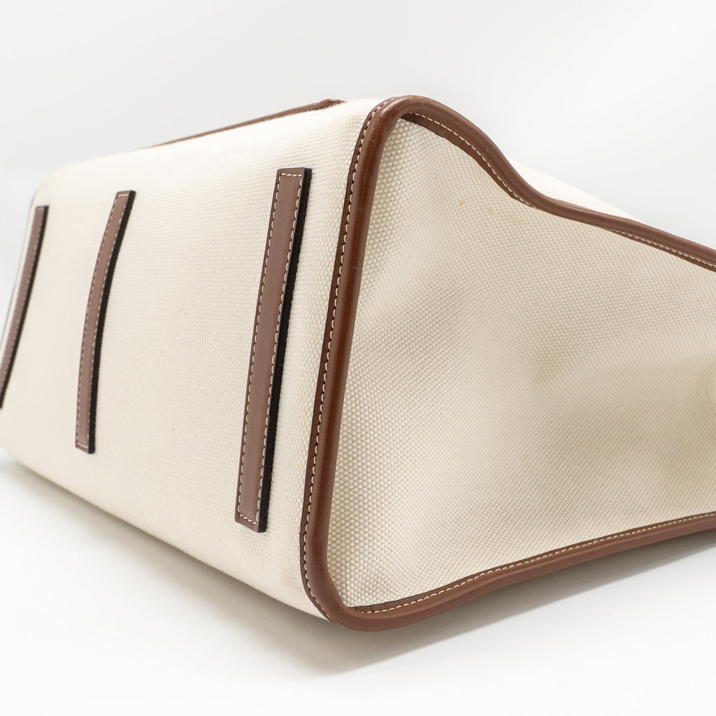 BURBERRY MEDIUM FREYA TOTE CANVAS/LEATHER NATURAL/TAN GHW